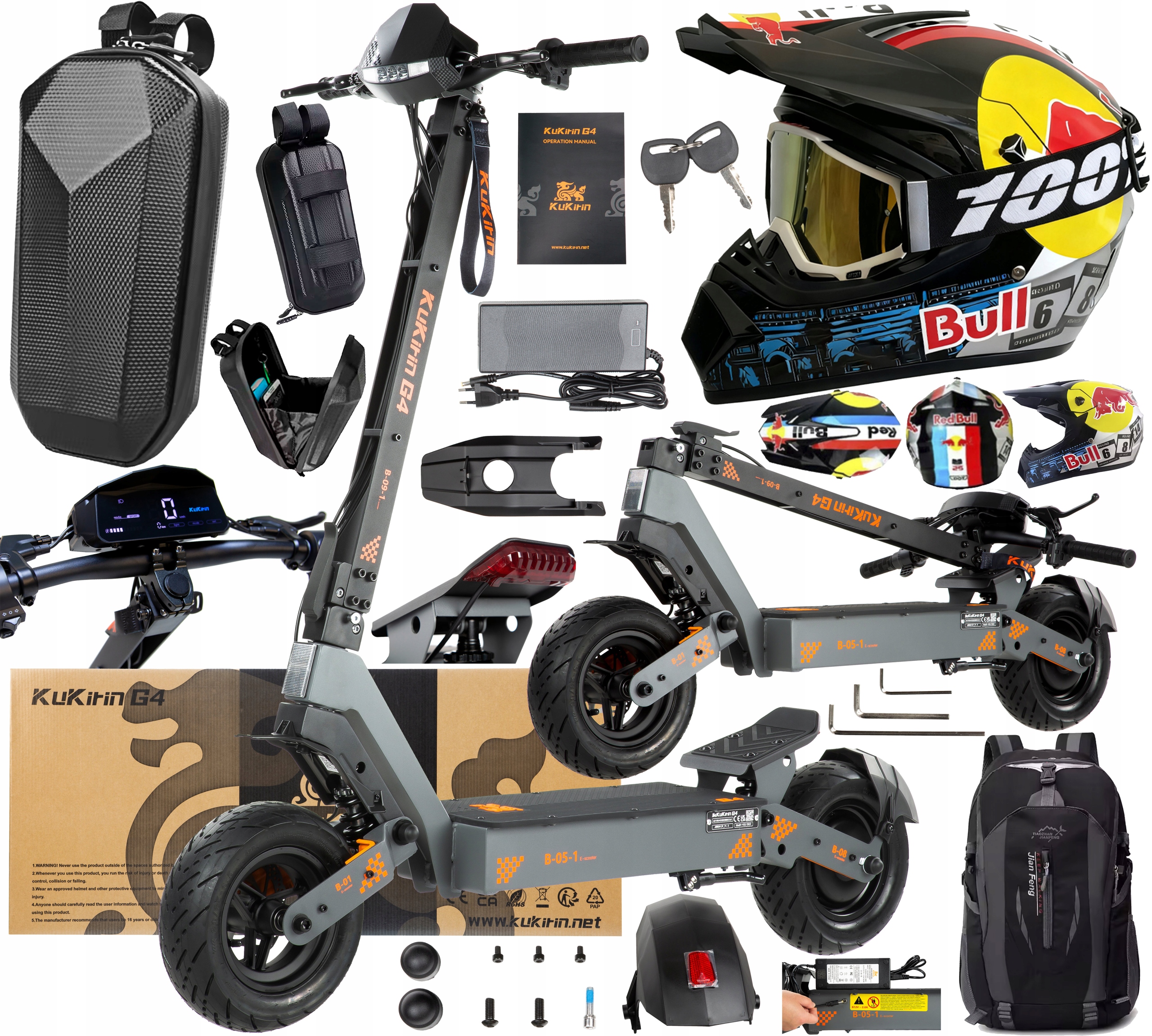 Pojazd elektryczny Składany KuKirin G4 2400W 60V 20Ah 75KM 70KM/H+Prezent