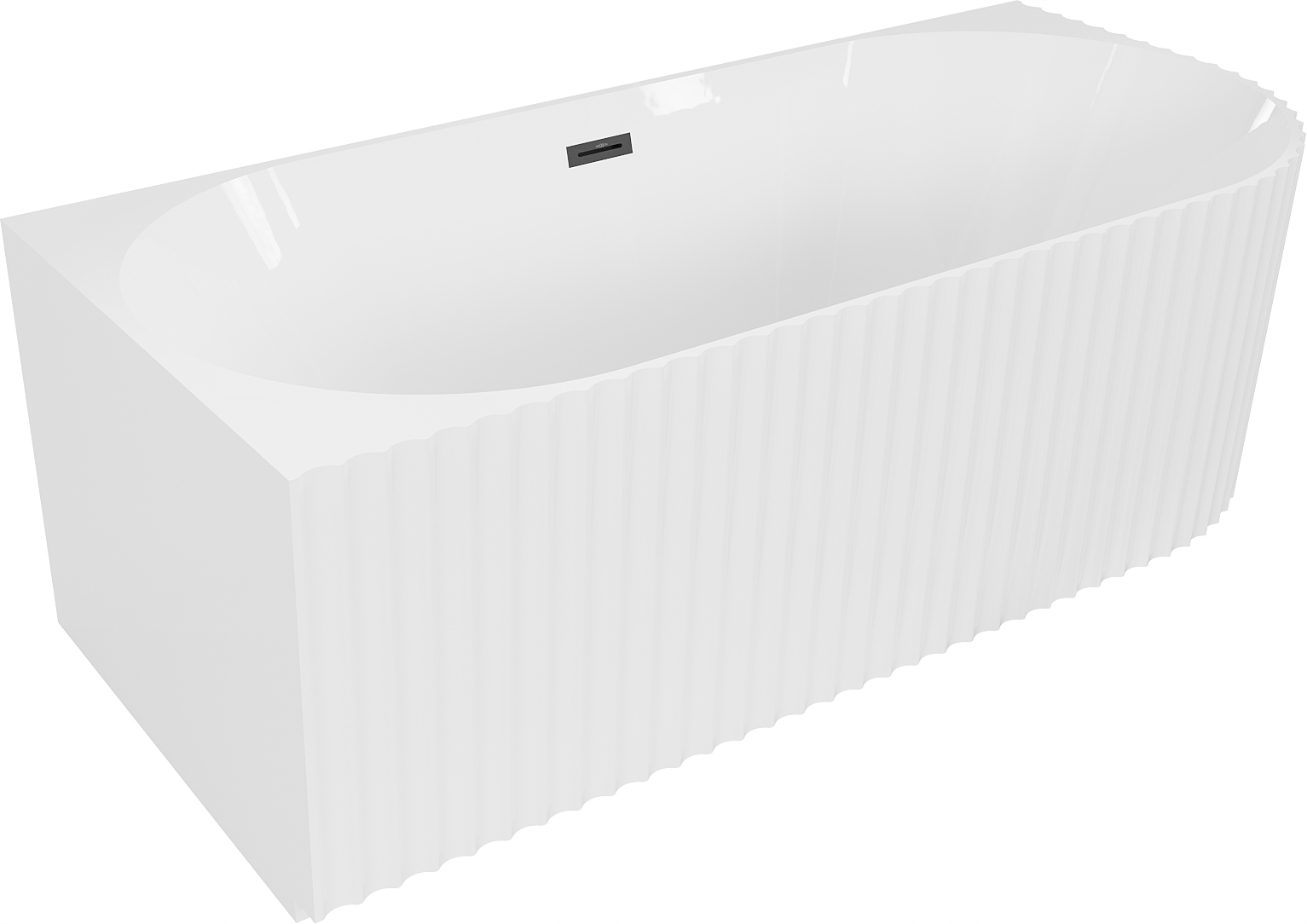 Mexen Gia volně stojící rohová vana rýhovaná levá 170 x 80 cm, bílý lesk, č