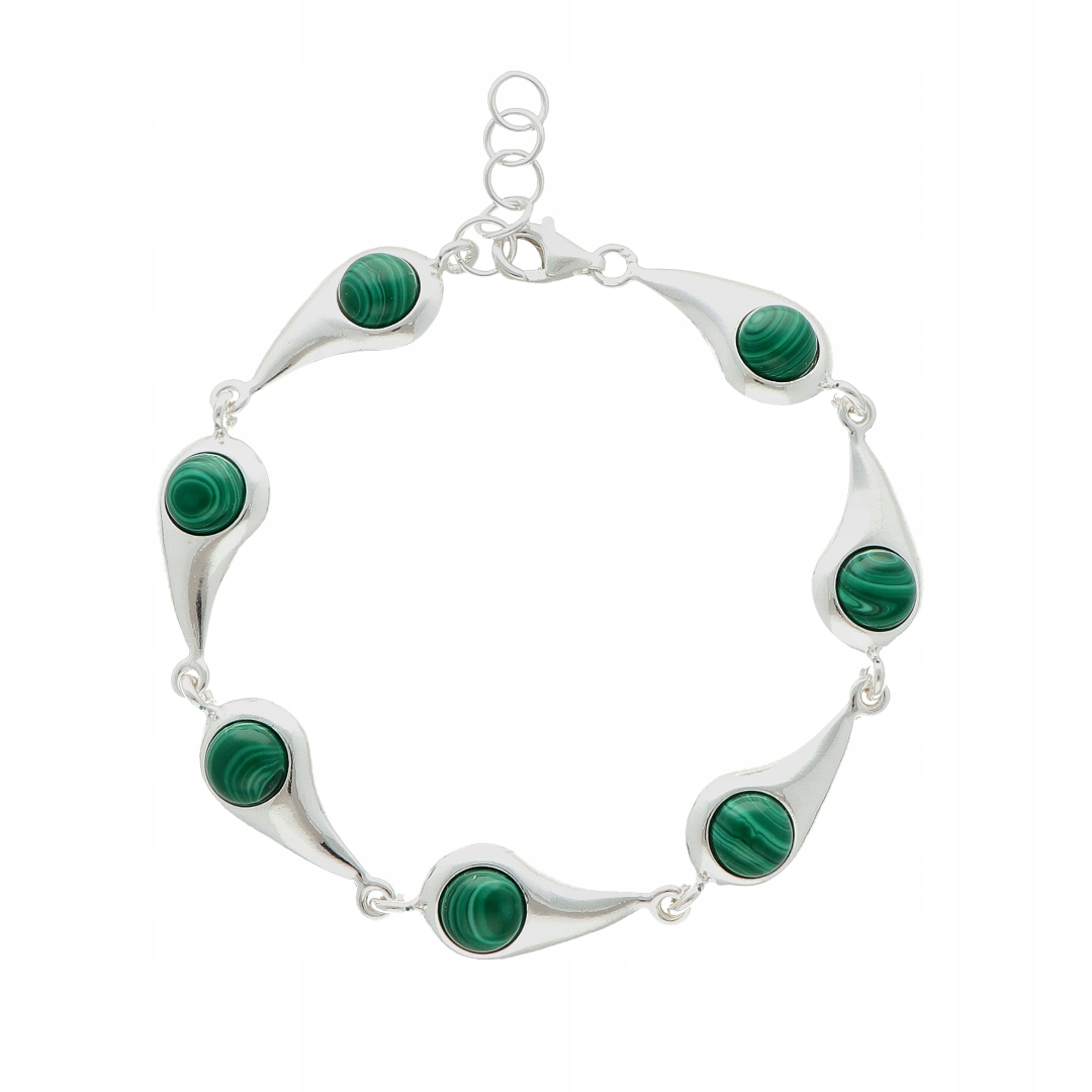 Náramek s malachitem stříbro