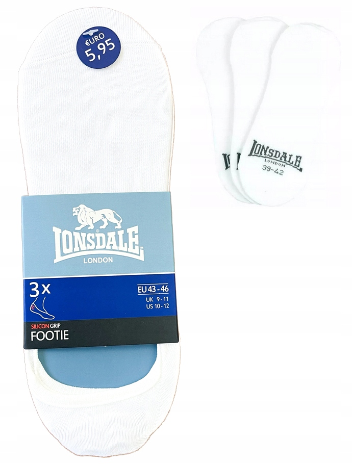 

Lonsdale Mikro Stopki Footie Białe Invisible 43/46