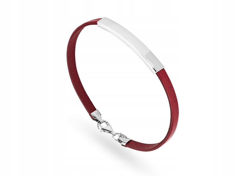 

Czerwona Skórzana Bransoletka Męska Z Grawerem 925