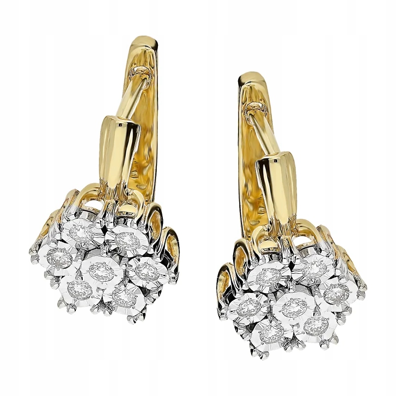 Elegantní zlaté náušnice 585 pro ženy s diamanty jako dárek 3,58g