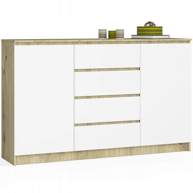 

Komoda salon 160 artisan biała 4 szuflady 2 drzwi
