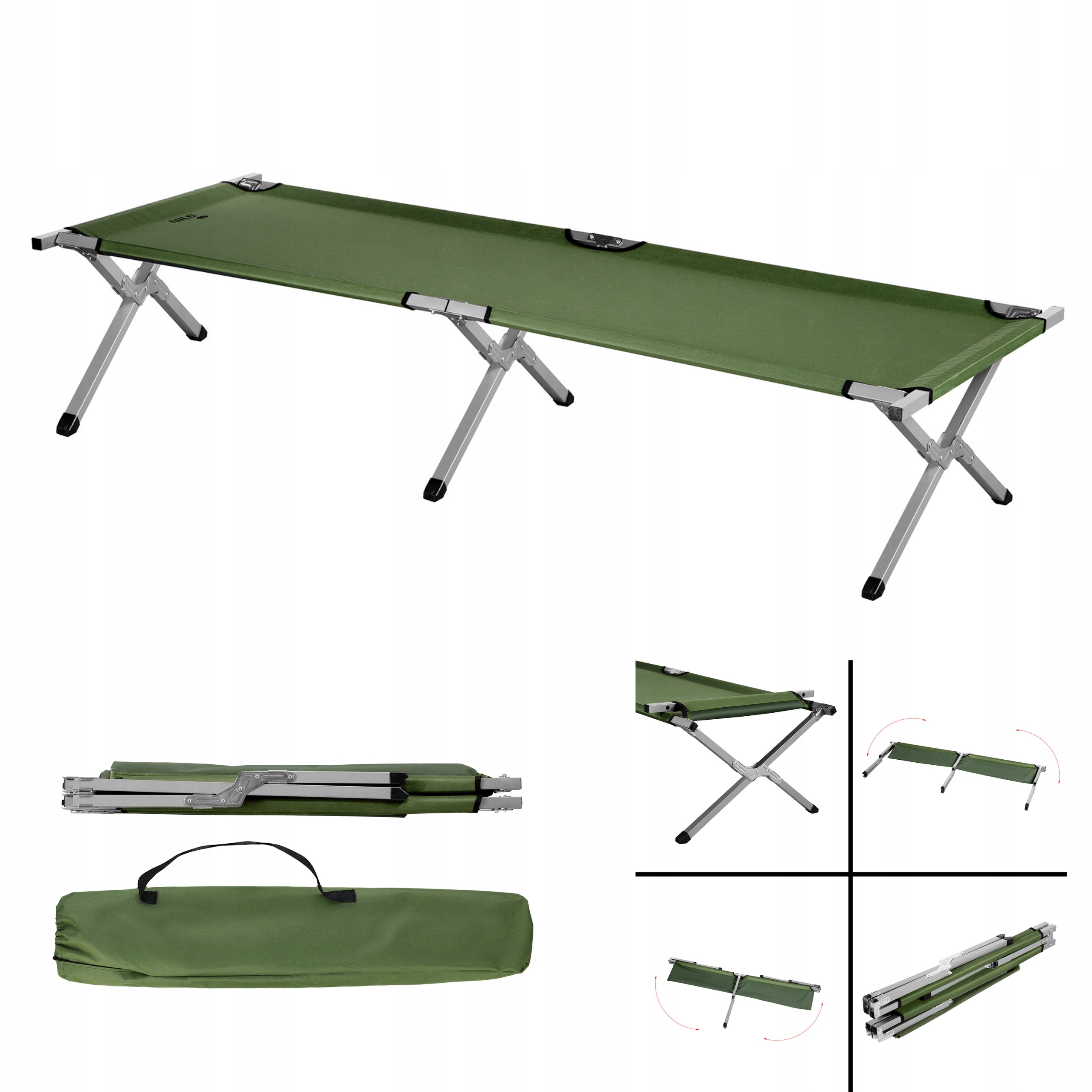 Łóżko polowe składane kanadyjka wojskowe mocne 200cm biwak Nils Camp
