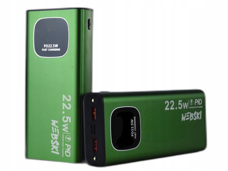 Powerbanka Silná Pevná Pro Telefon Turistická Svítilna Zelená 30000 mAh