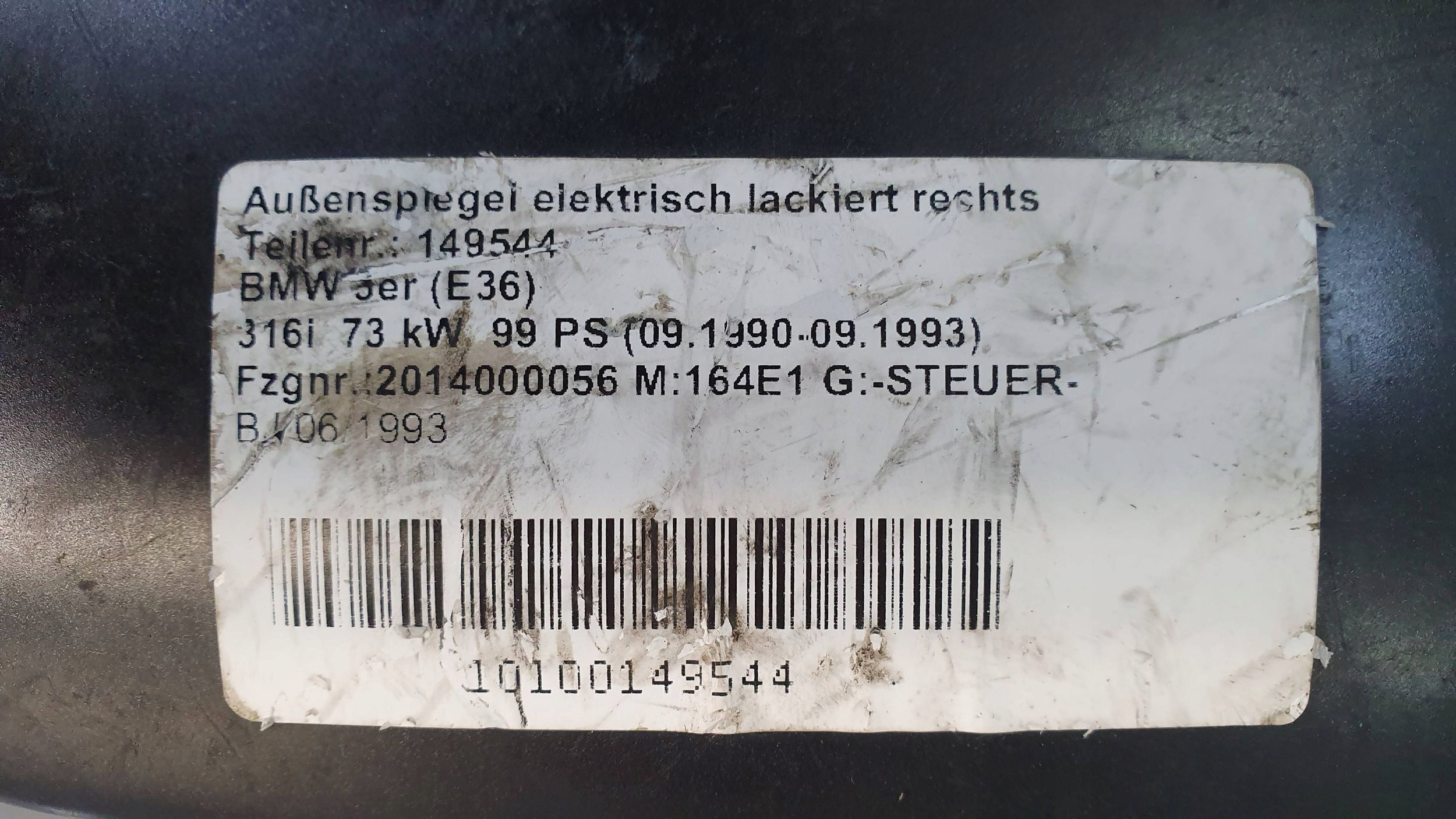 Spiegel rechts BMW 3 E36 4 PIN 90
