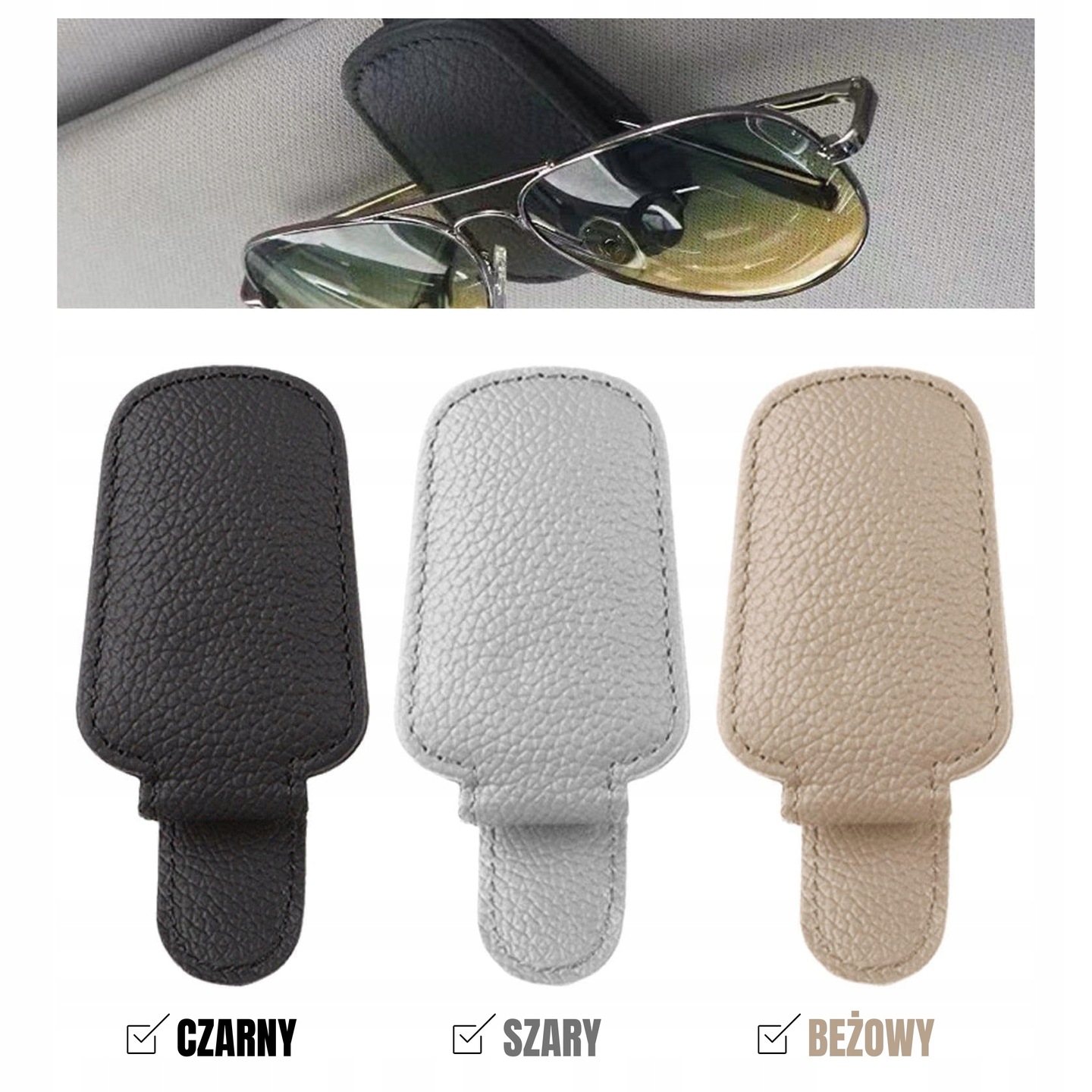 SAMOCHODOWY UCHWYT NA OKULARY PRZECIWSŁONECZNE KLIPS DO OKULARÓW MAGNES