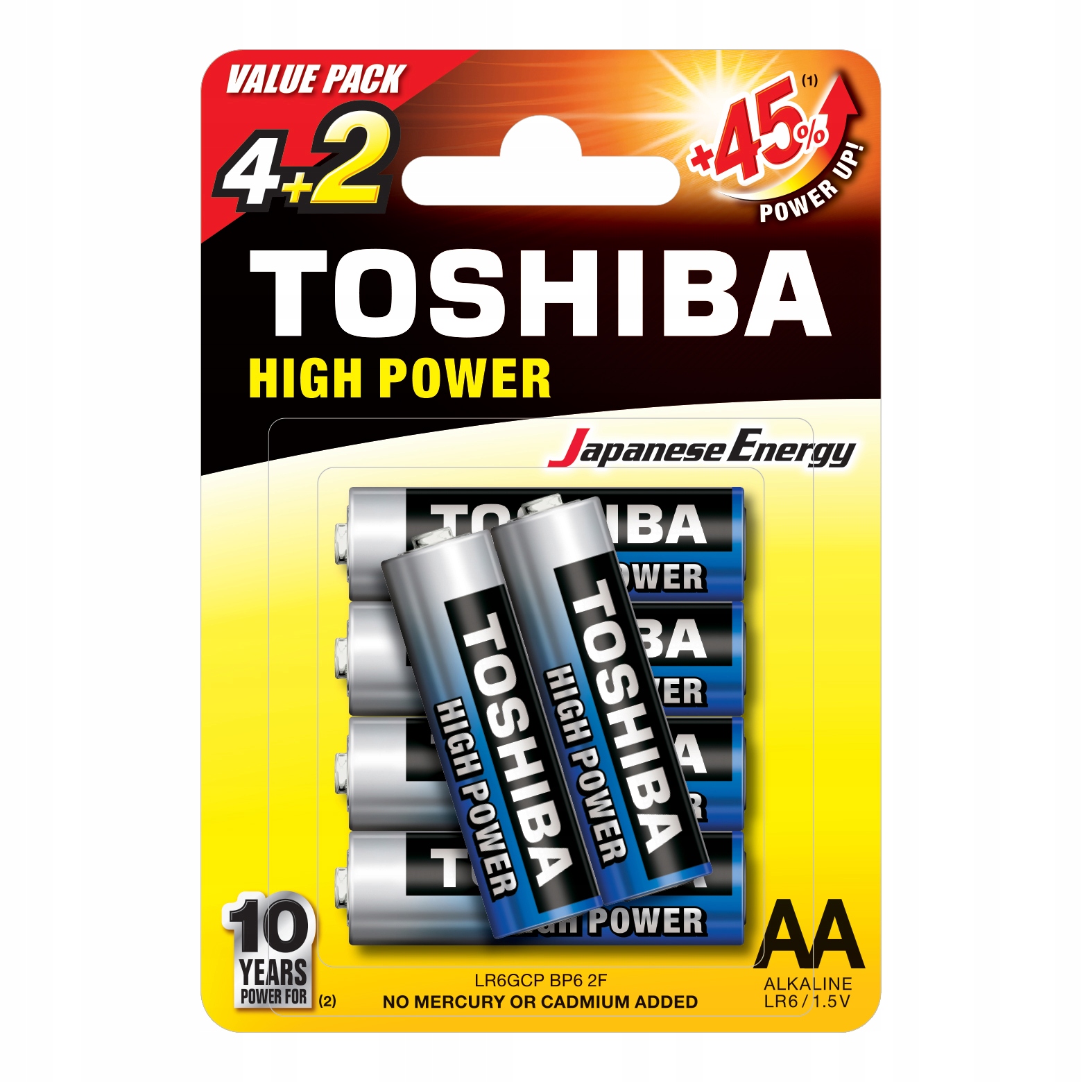 6x Baterie Alkaliczne TOSHIBA PALUSZKI LR6 AA