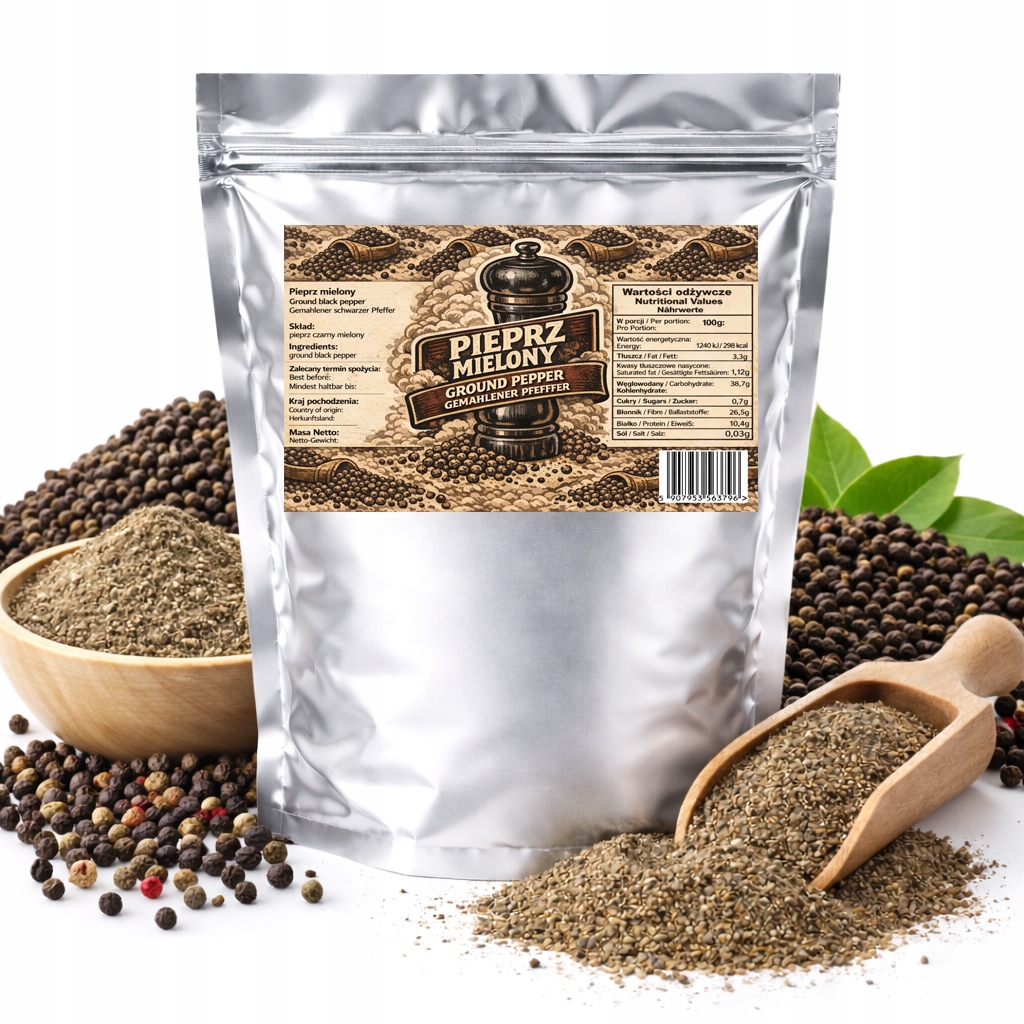 Pepř Černý mletý – intenzivní aroma do masa, polévek a omáček 1 kg