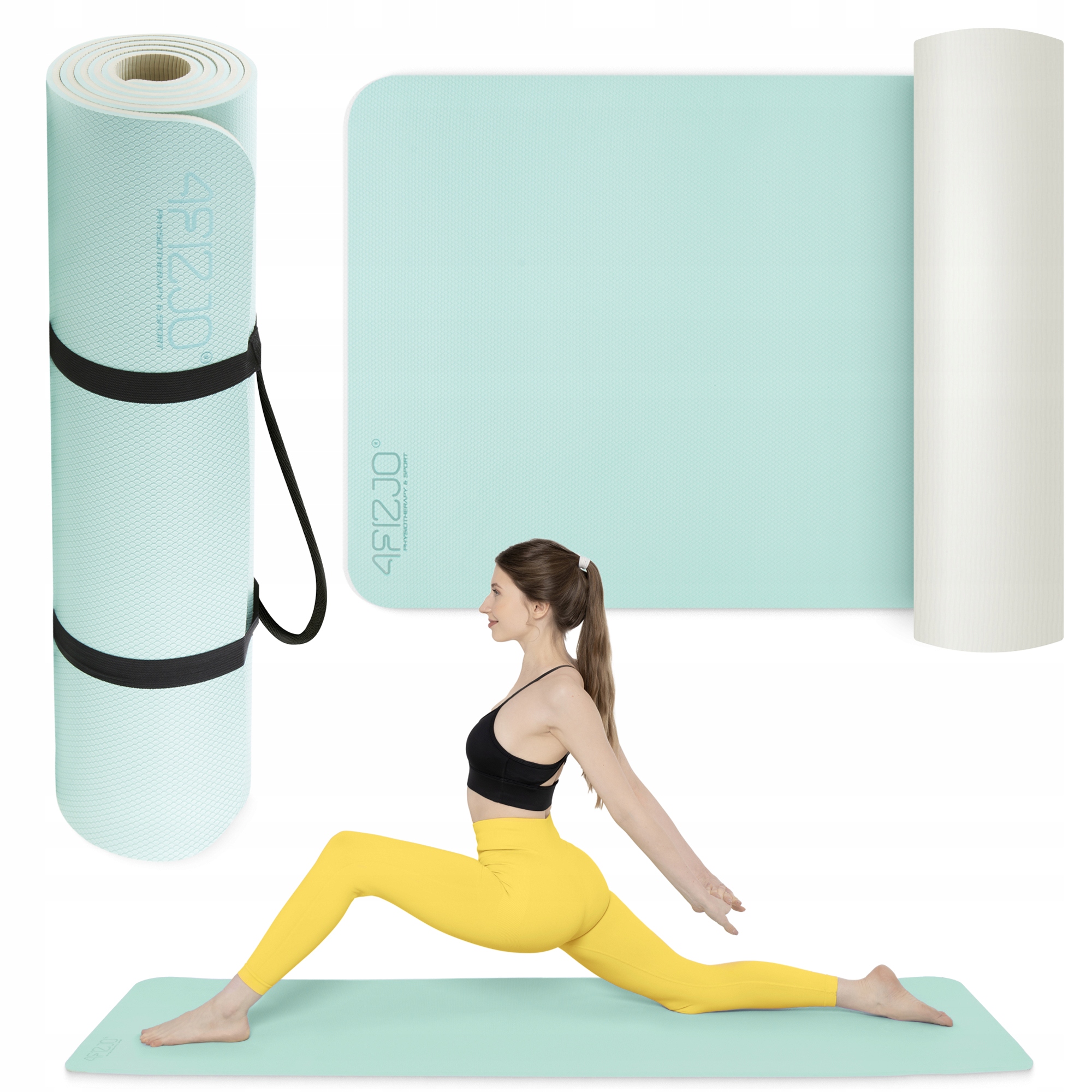 Gruba Mata Do Ćwiczeń Fitness Pilates Antypoślizgowa Z Uchwytem Tpe 1CM-Zdjęcie-0