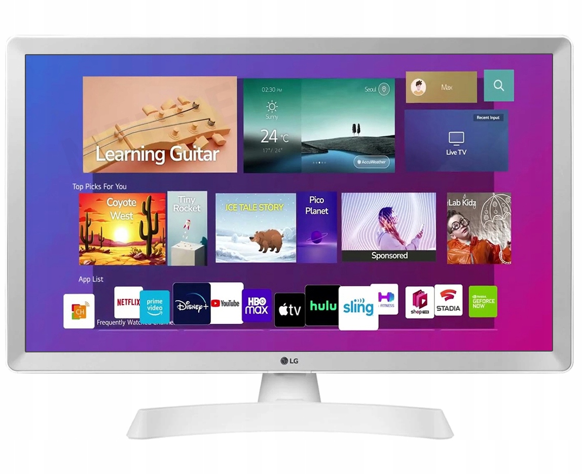 Biały Telewizor Smart Tv 24 Cale Lg 24TQ510 Bluetooth WiFi DVB-T2 Hevc