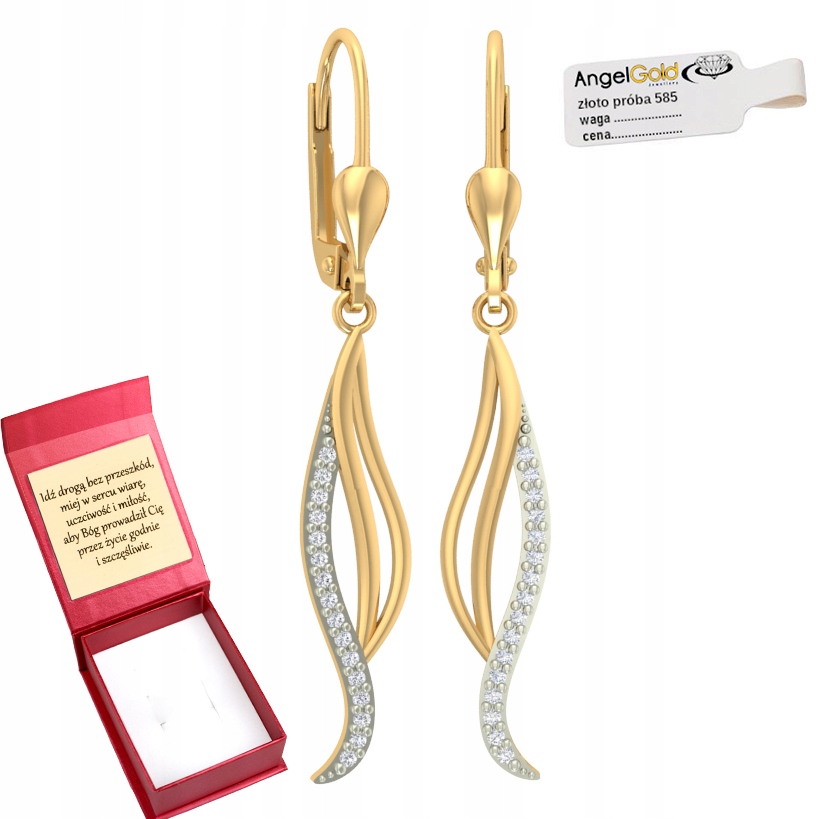 Dlouhé Zlaté Závěsné Náušnice Pr. 585 Se Zirkony