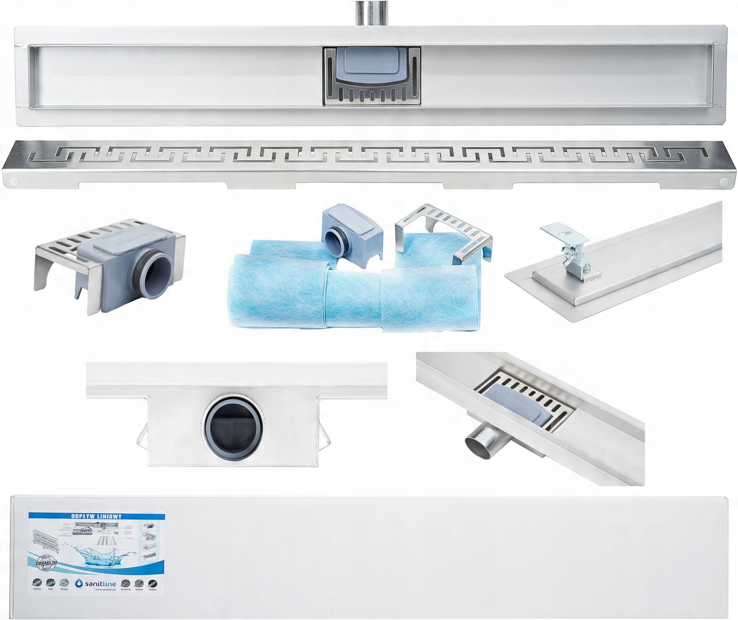 

Sanitline Odpływ liniowy 70cm syfon niski 52mm Hq