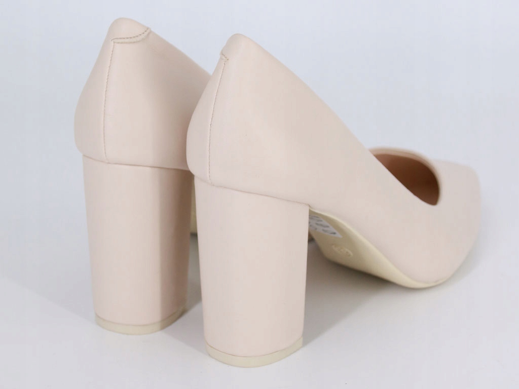 CZÓŁENKA NA OBCASIE SKÓRZANE BUTY NA SŁUPKU BEŻOWE DAMSKIE 40 Wysokość obcasa/platformy 8 cm