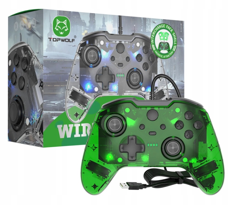 Drátový ovladač pro Xbox One Xbox Series Xs Transprentny-Zelený