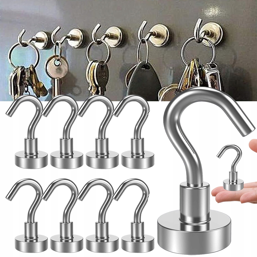 HACZYK MAGNETYCZNY NEODYMOWY 10SZT WYSOKIEJ WYDAJNOŚCI Z HAKIEM DO LODÓWKI