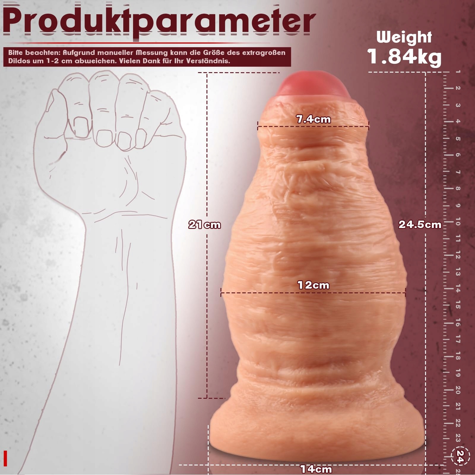 XXL REALISTYCZNY DILDO SILIKONOWY Z PRZYSSAWKĄ DLA DOROSŁYCH — miniatura 4