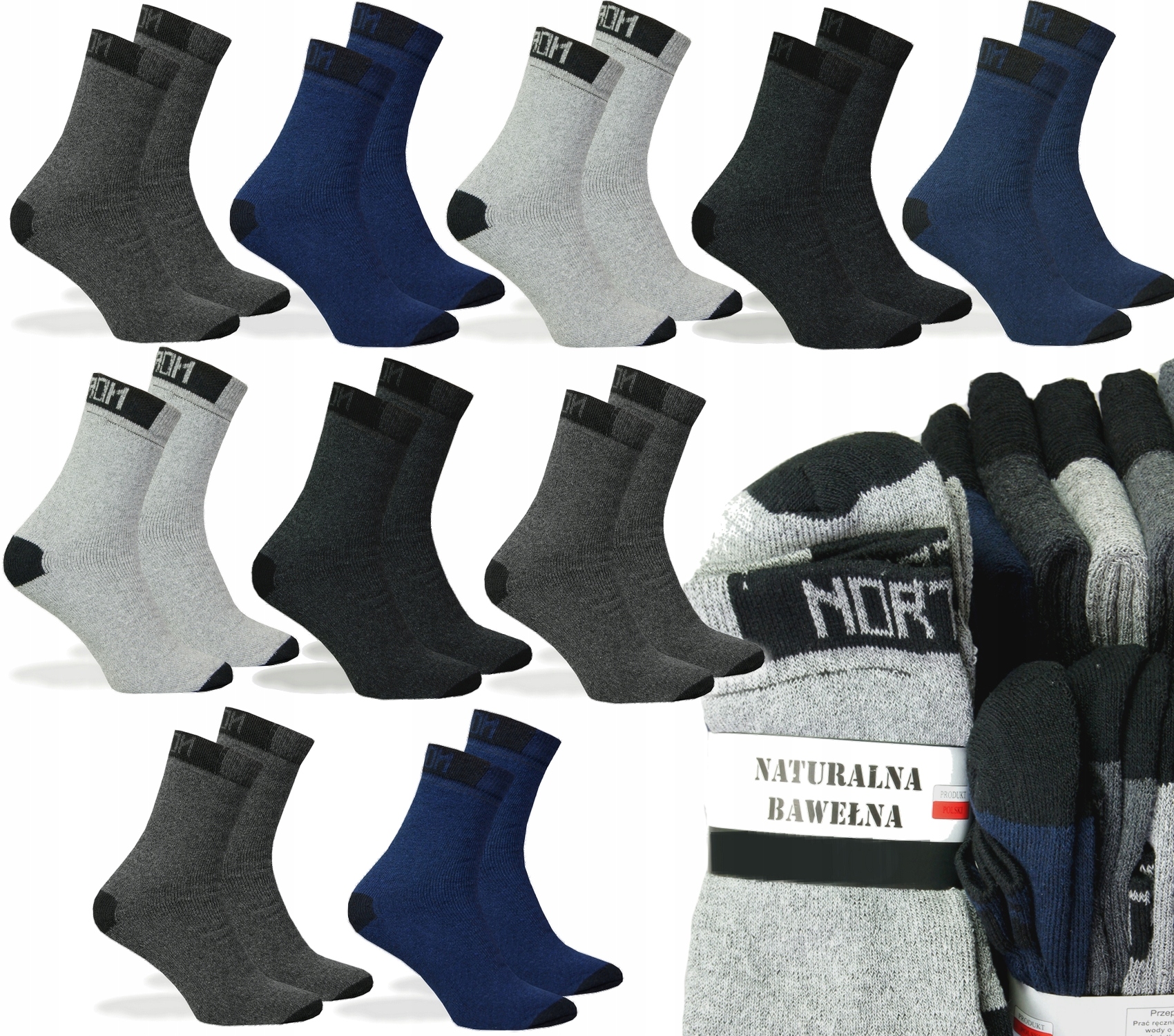 

10x Skarpety Mocne Polskie Robocze Frota 43-46