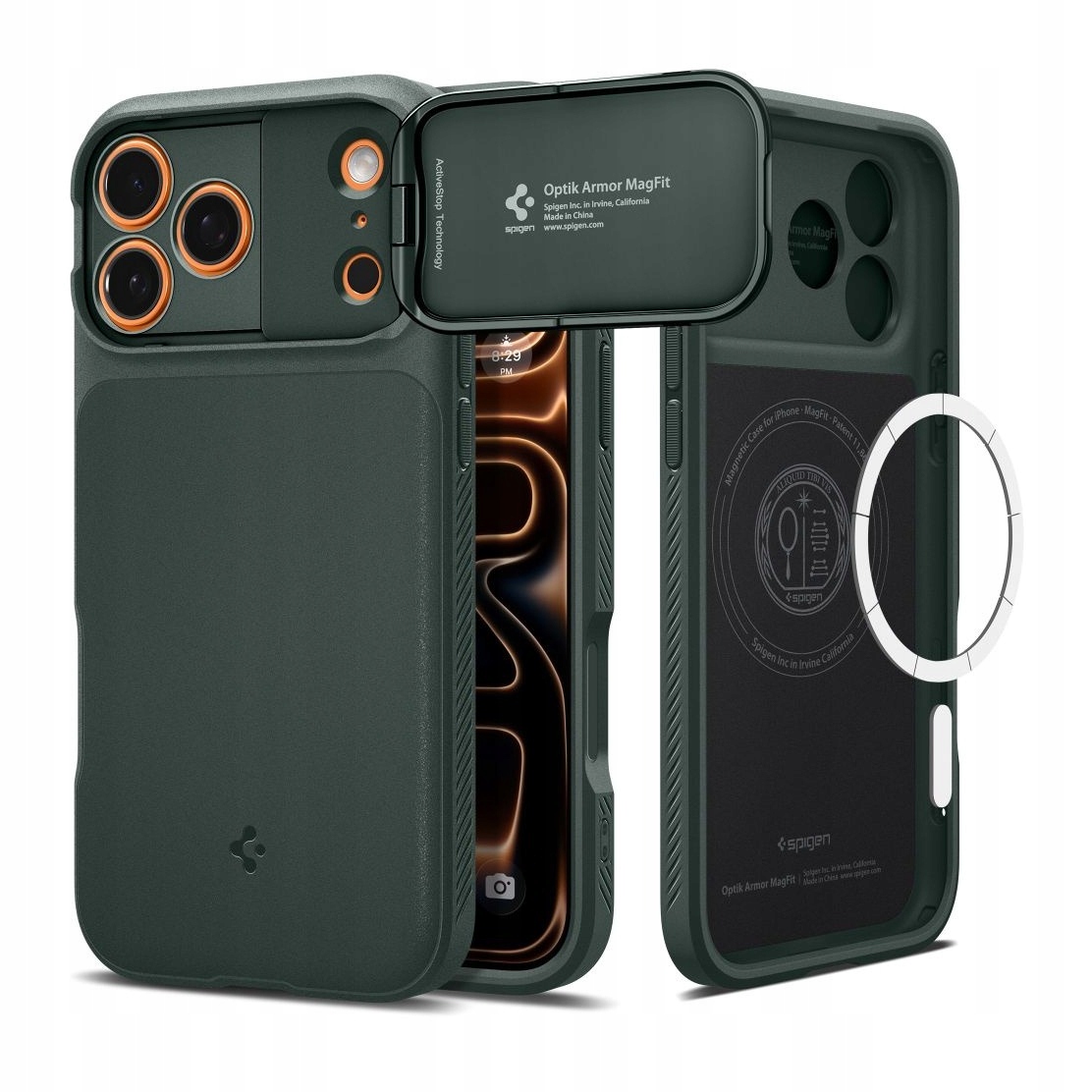 Etui do iPhone 17 Pro Spigen Optik Armor Mag zielone