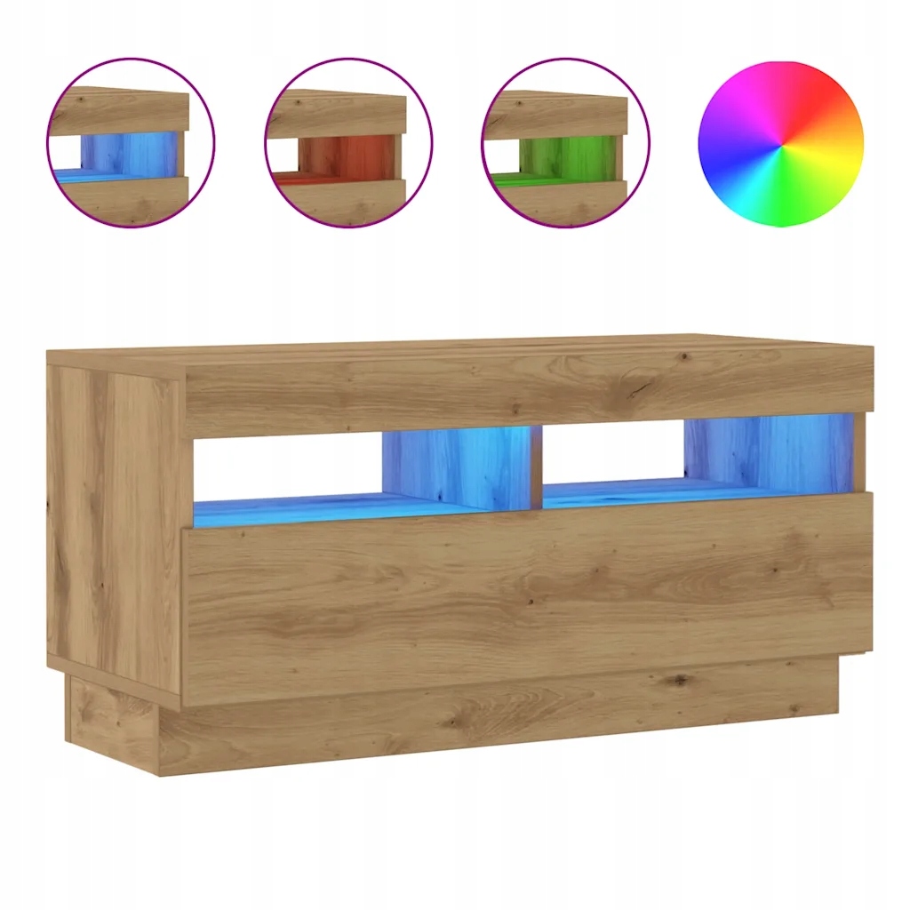 Szafka pod Tv z oświetleniem Led, dąb artisan, 80x35x40 cm