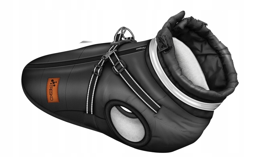 Zimní bundička kabátek pro psa s ramenními popruhy zateplená 3XL černá