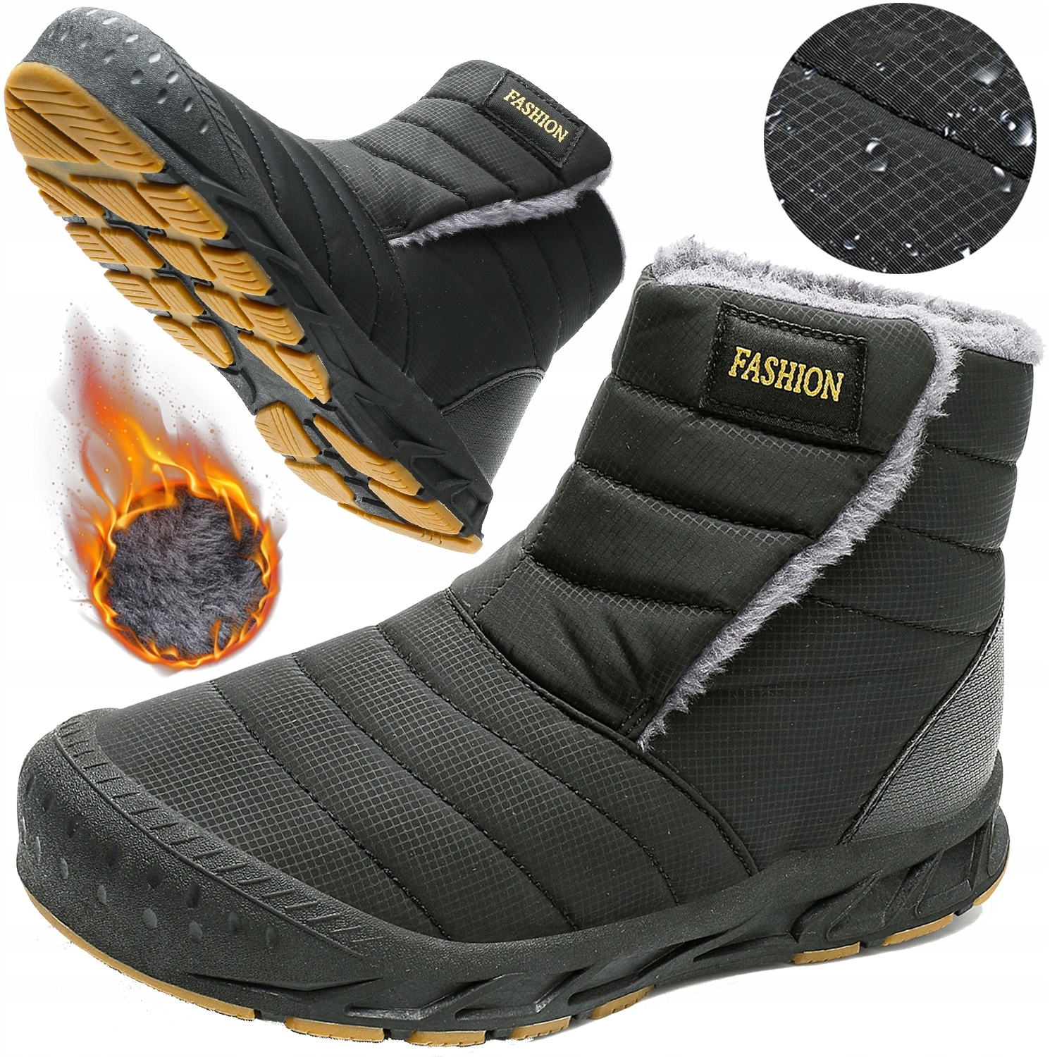 Zimní Boty Zateplené Nepromokavé Sněhule Černé Kotníkové Boty Nad Kotník