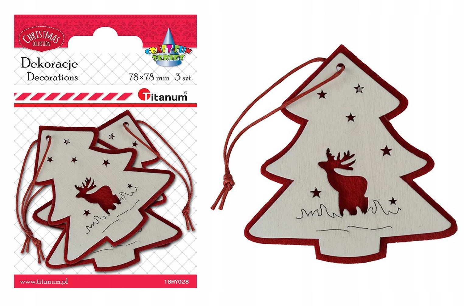 

Zawieszka filcowo-drewniana choinka 78x78mm 3 szt