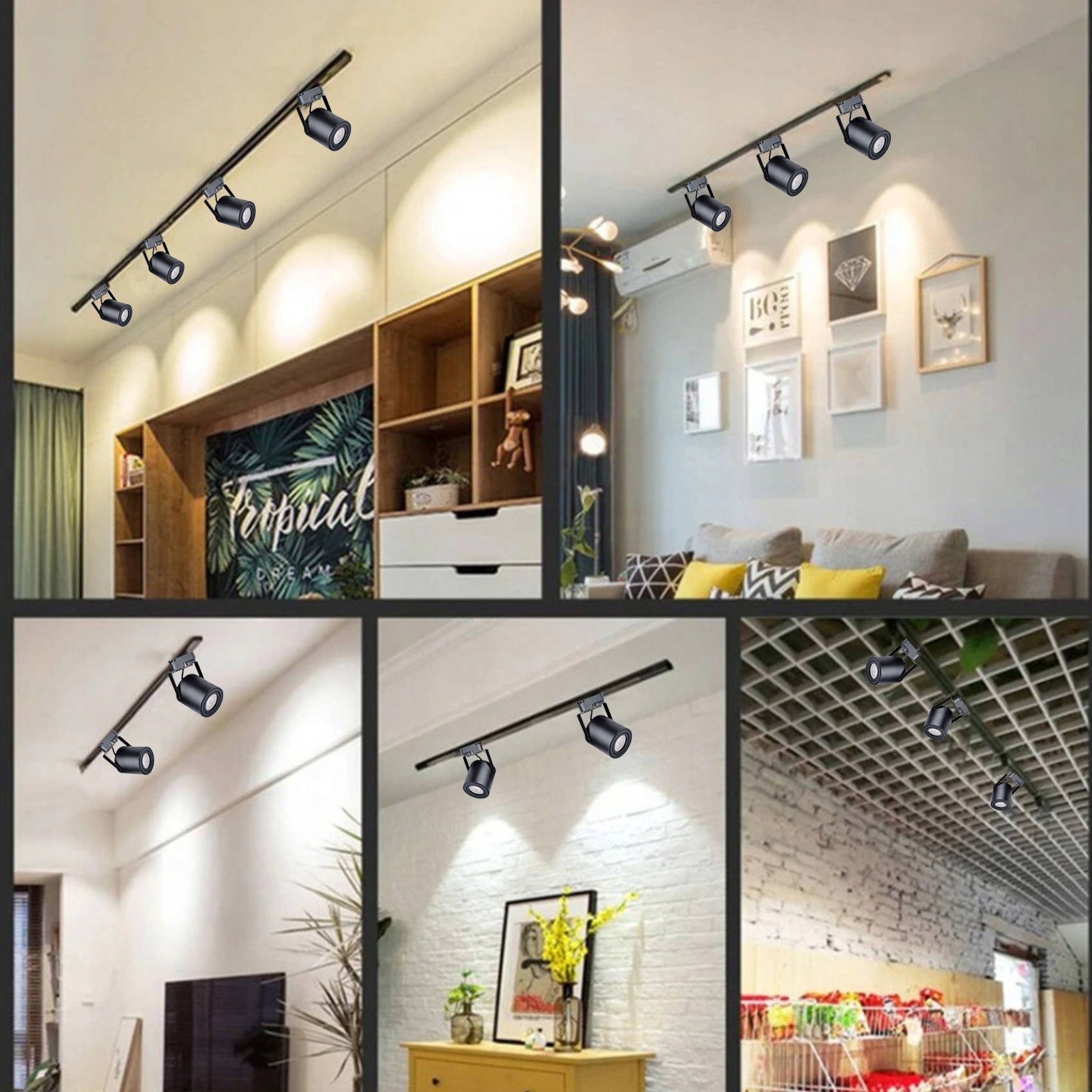 3 reflektory 3Fazowe CZARNE + szyna 100 cm na przedpokój Maksymalna moc pojedynczego źródła światła 35 W