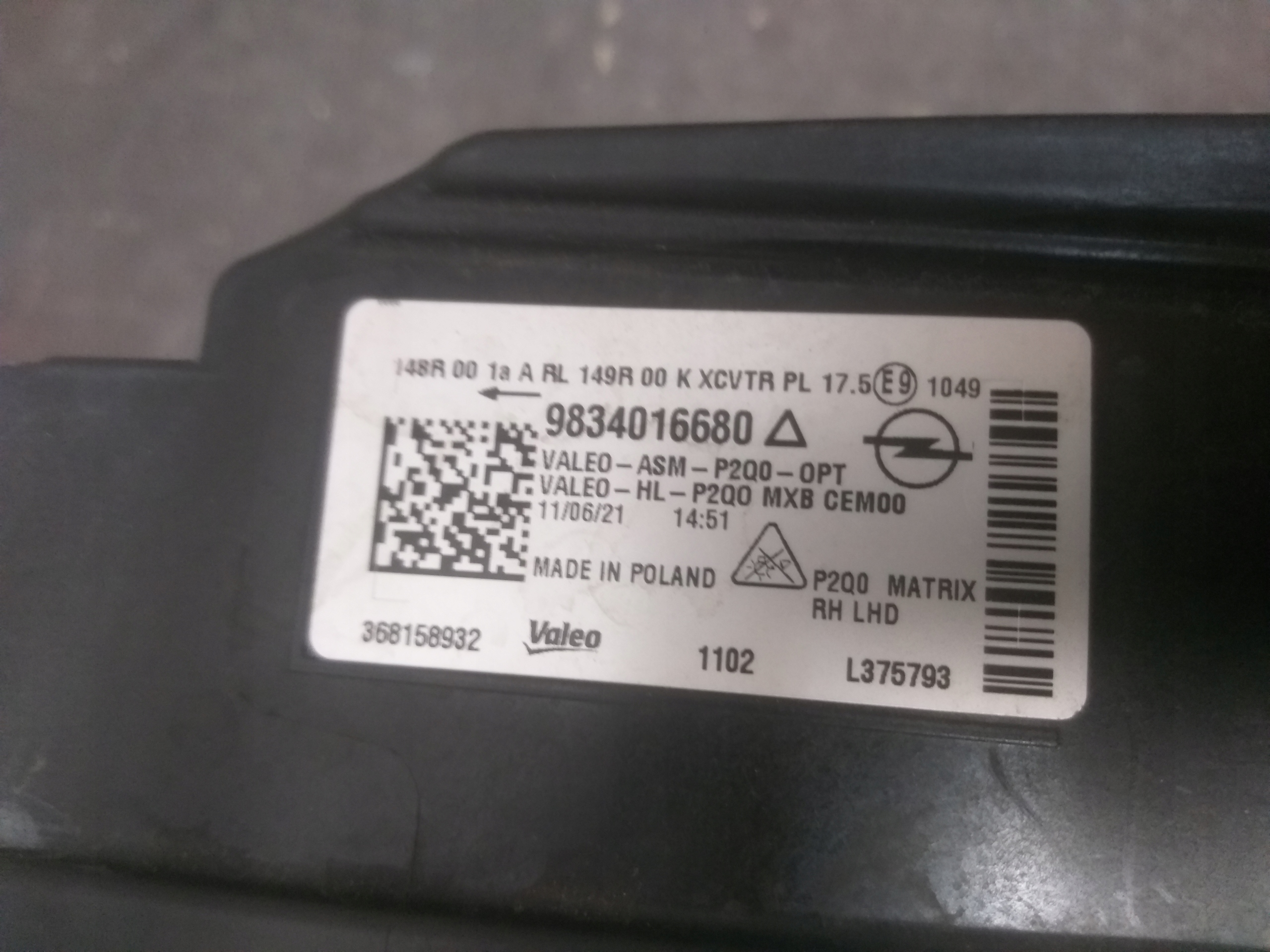 light lights front right left OPEL MOKKA II 2 FULL LED 9834016680 9834016880
