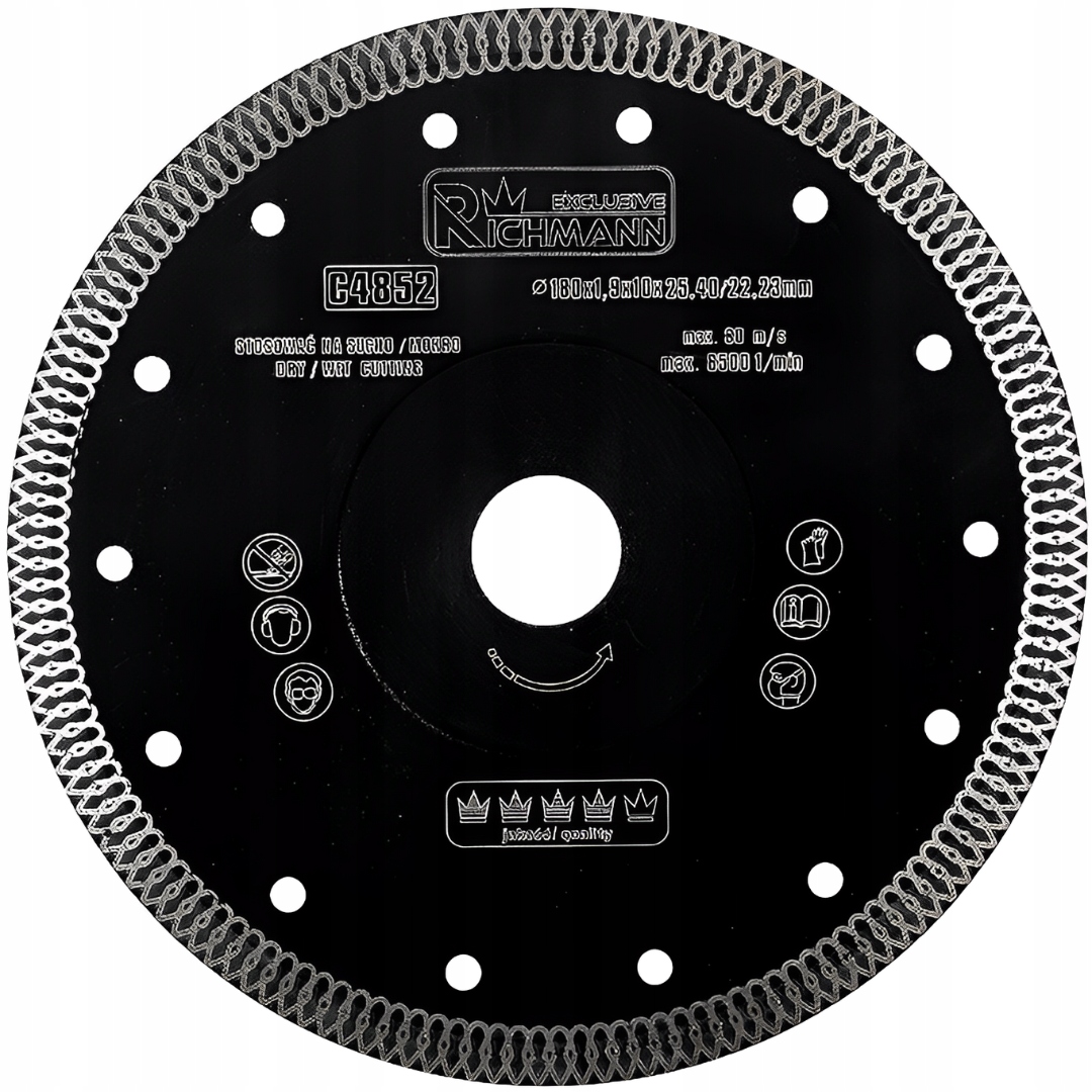 TARCZA DIAMENTOWA CIENKA DO PŁYTEK 180x1,9 MM GRES RICHMANN C4852 Waga produktu z opakowaniem jednostkowym 1 kg