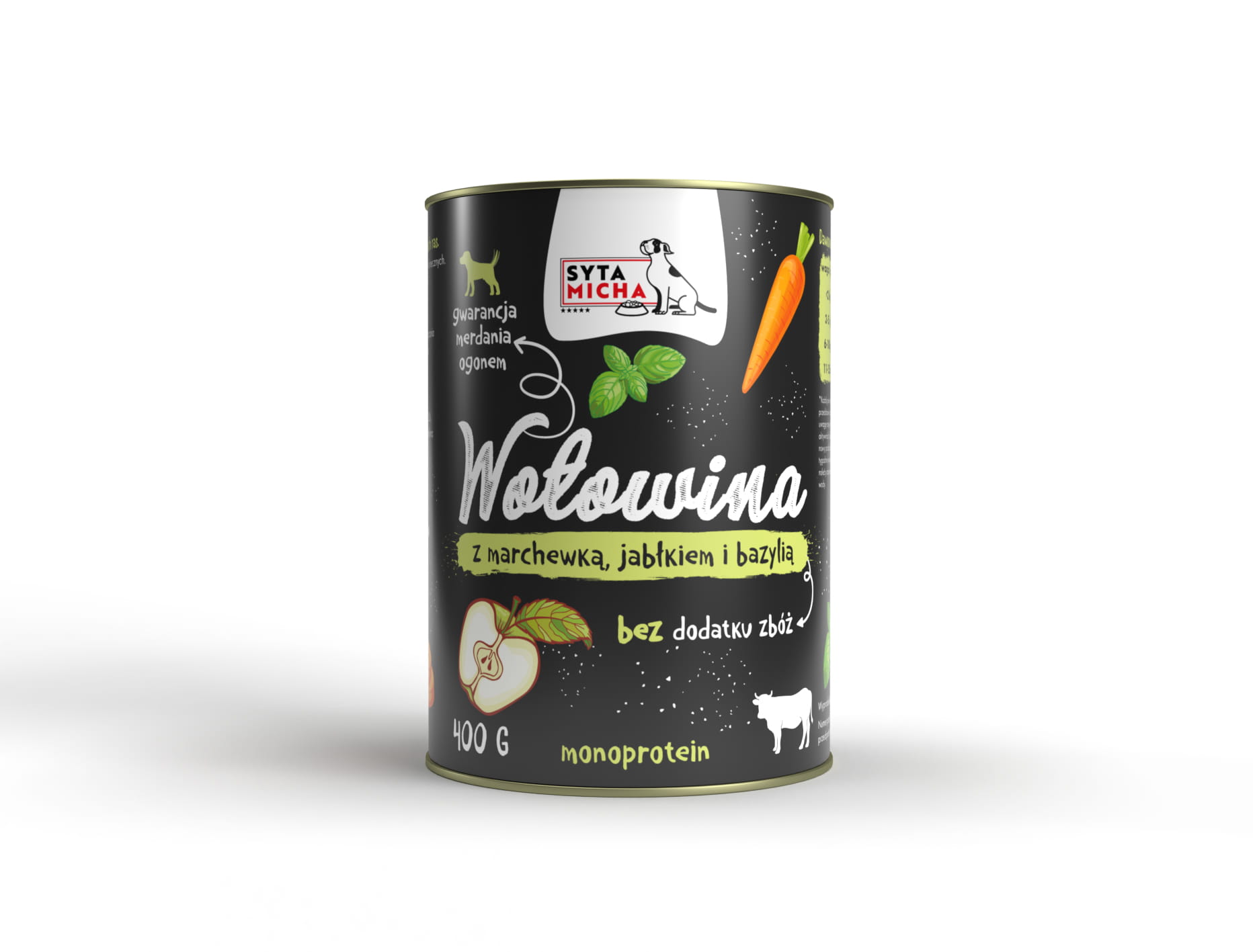 Levně Syta Micha hovězí s mrkví, jablkem a bazalkou mokré 12x400g