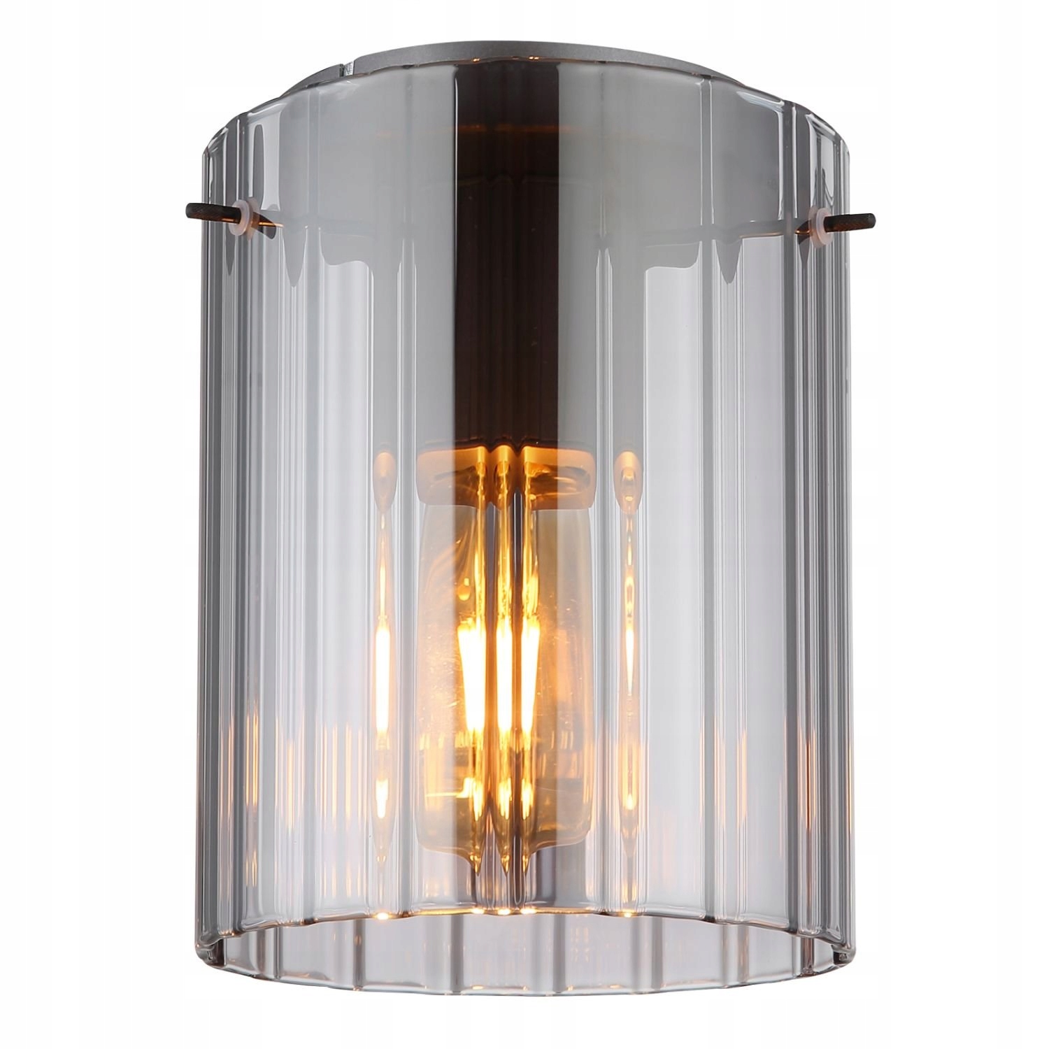 Dymový okrúhly stropné svietidlo stropná lampa so skleneným ryhovaným tienidlom