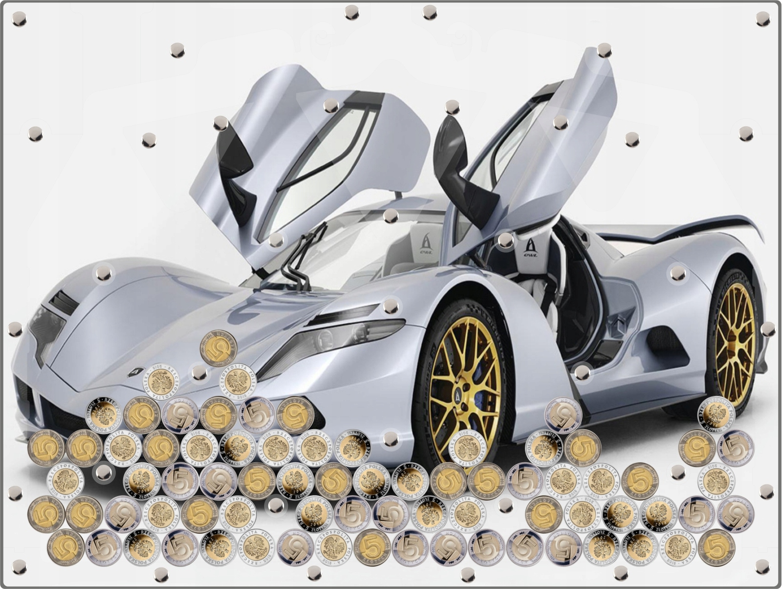 Skarbonka 1-2-5 zł Pomieści 1000 zł Sportowy Samochód Obraz