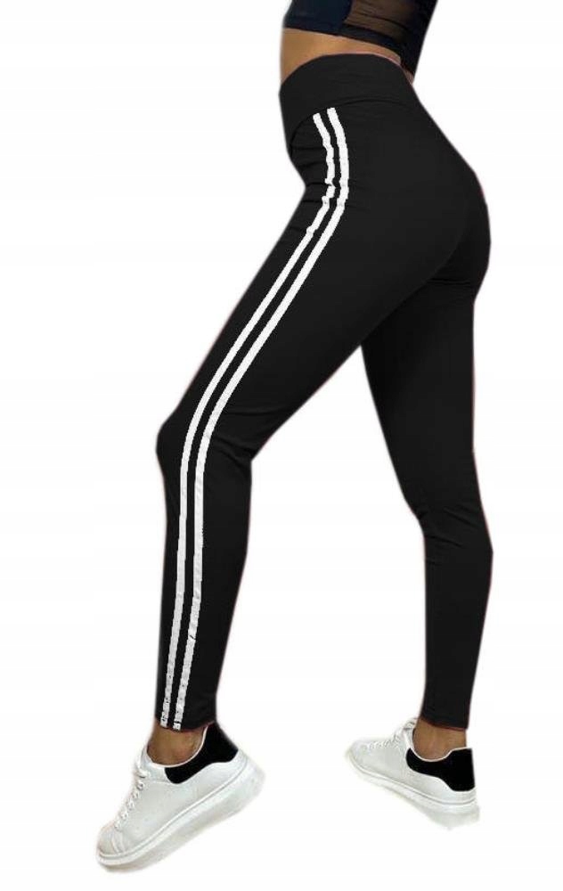 

Czarne legginsy Damskie z lampasami - 5099 S/m