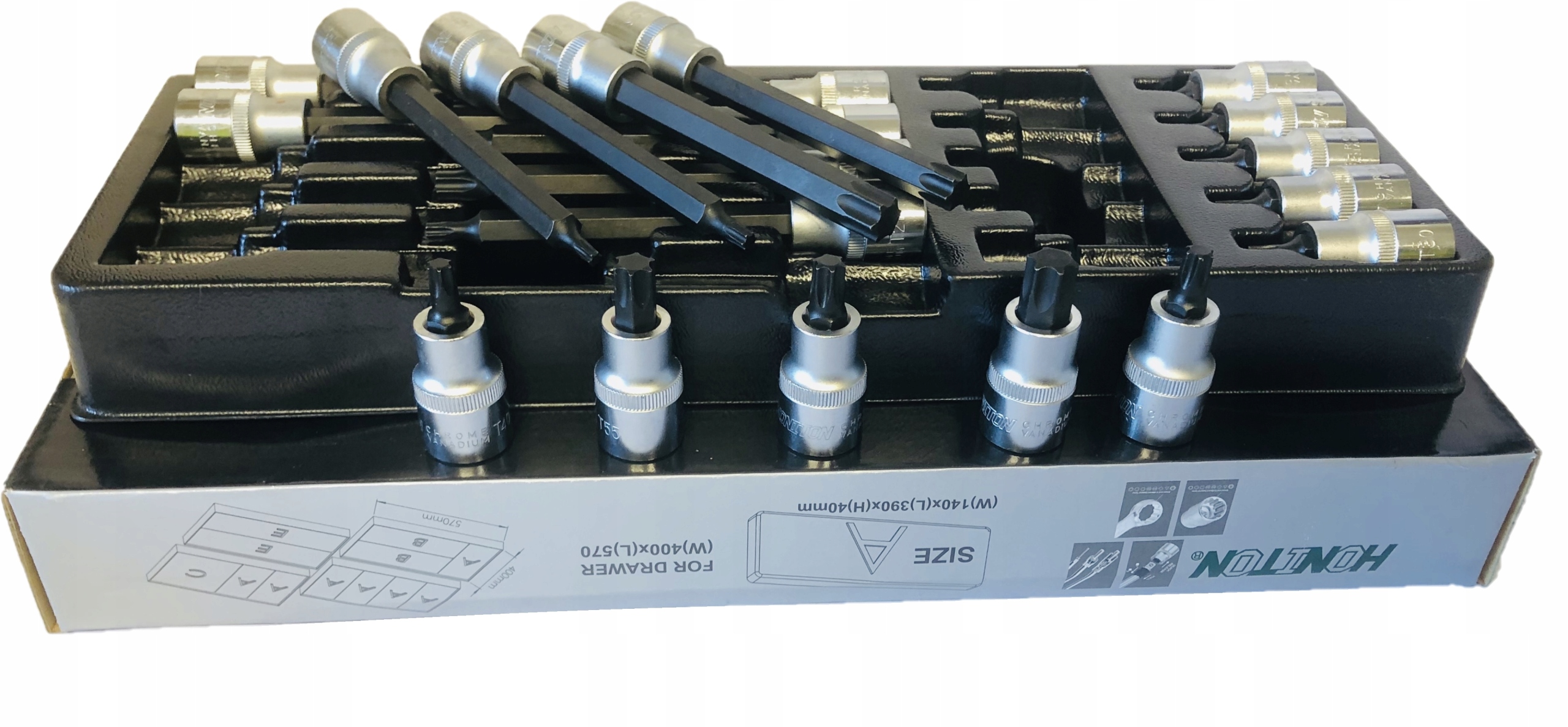HONITON Zestaw kluczy nasadki TORX 1 2 T20 T60 Number of Elements sets