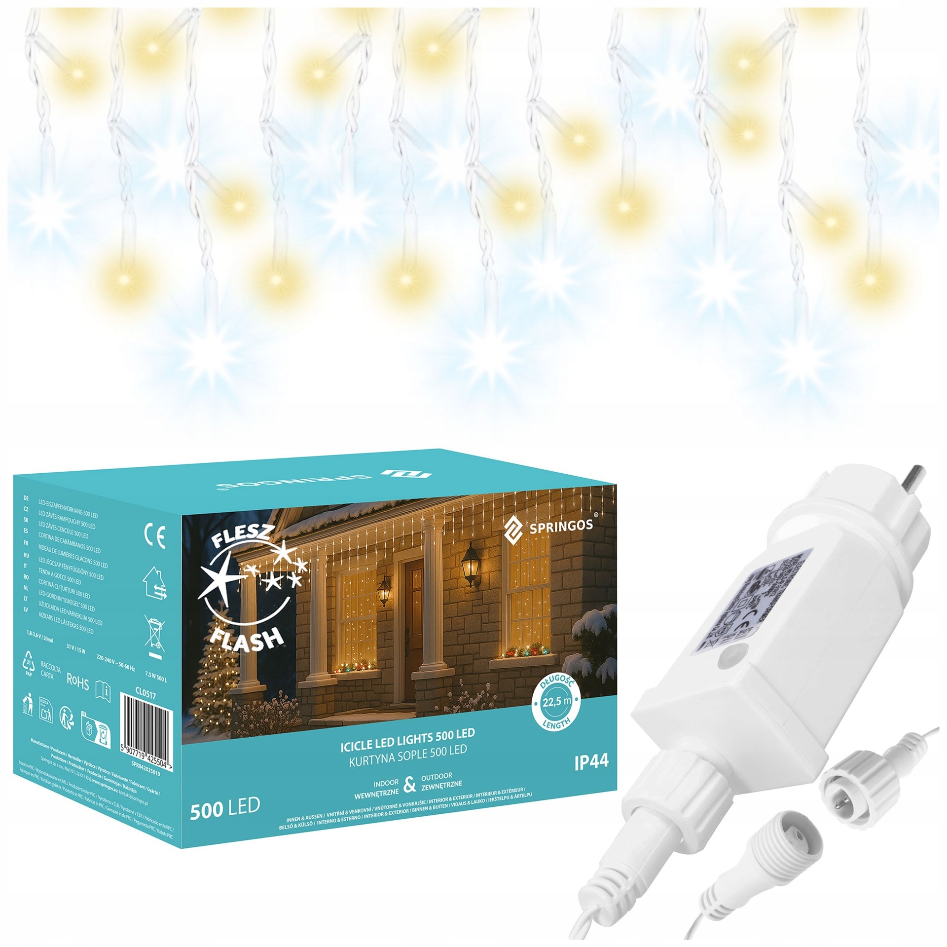 Vianočné Osvetlenie Na Stromček Cencúle 1000 Led Girlanda Záclona 45 m Biele Flash