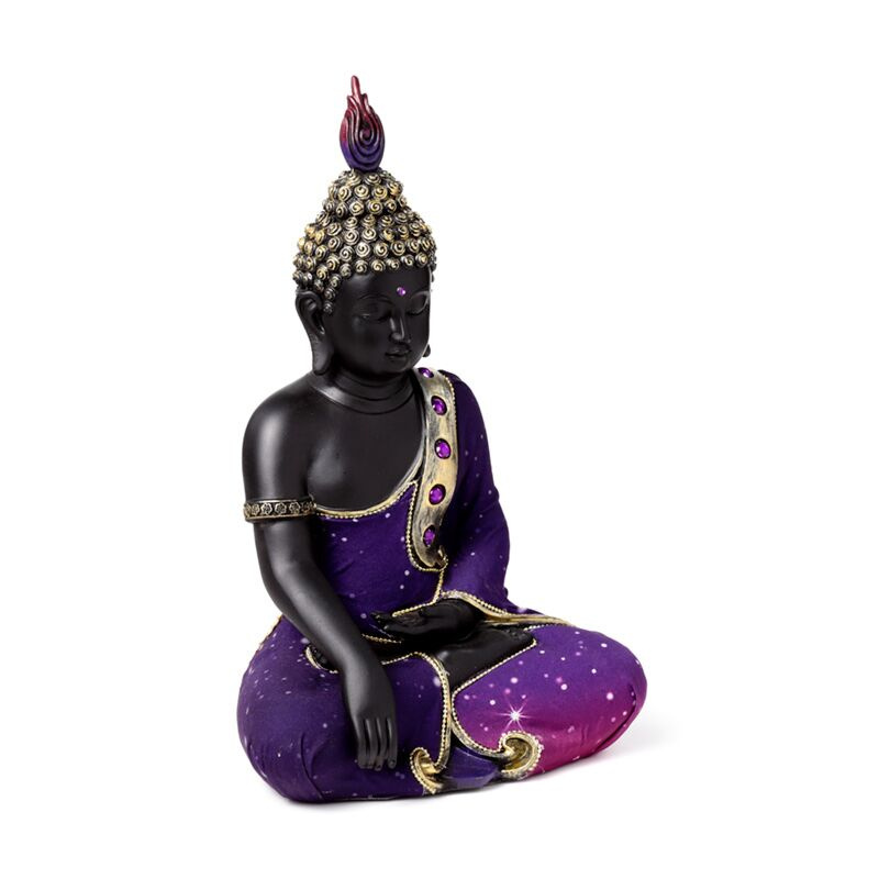 Fialovo-černá figurka Buddha-Meditace 30 cm