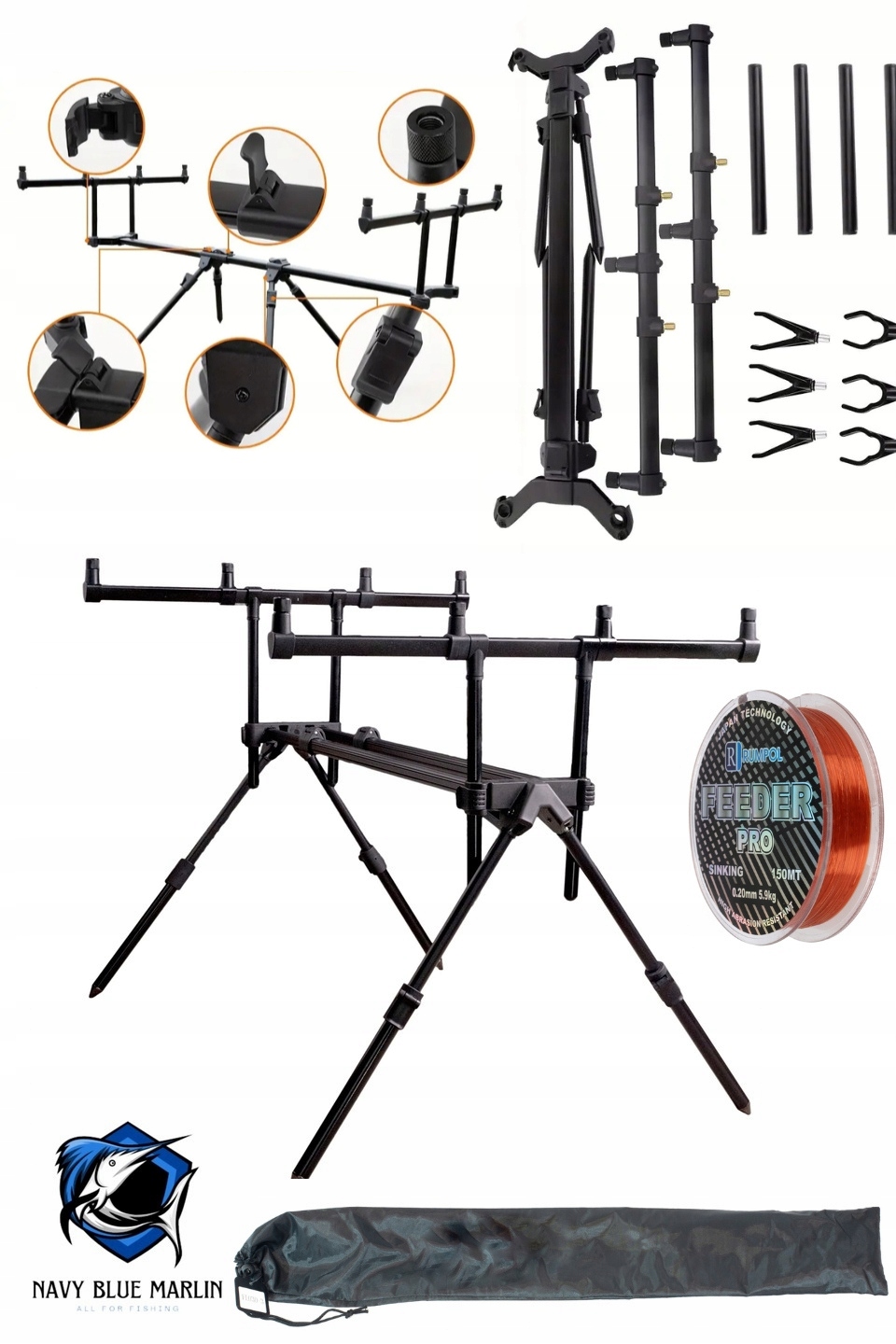 Kaprové Stanoviště Rumpol Pod 4 Pruty Pouzdro Vlasec Bonus!