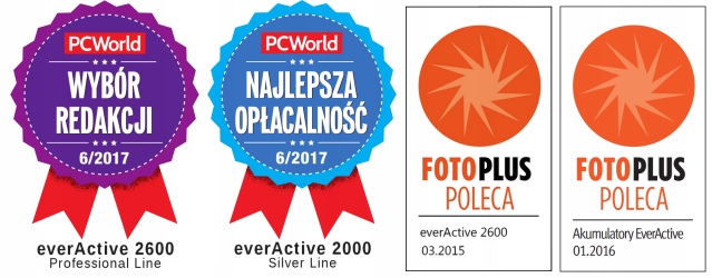 4 AKUMULATORKI BATERIE DO ŁADOWANIA NI-MH EVERACTIVE R6 AA 2600mA Marka Everactive