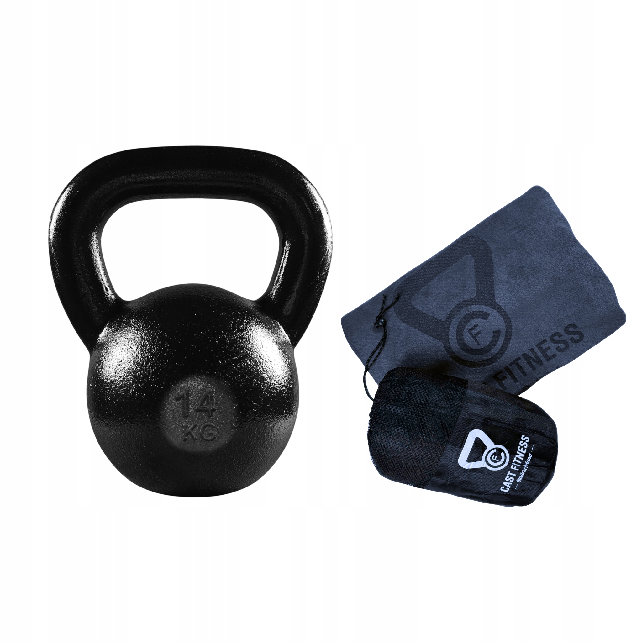 Kettlebell Cast Fitness 14 kg Ręcznik Treningowy z Pokrowcem