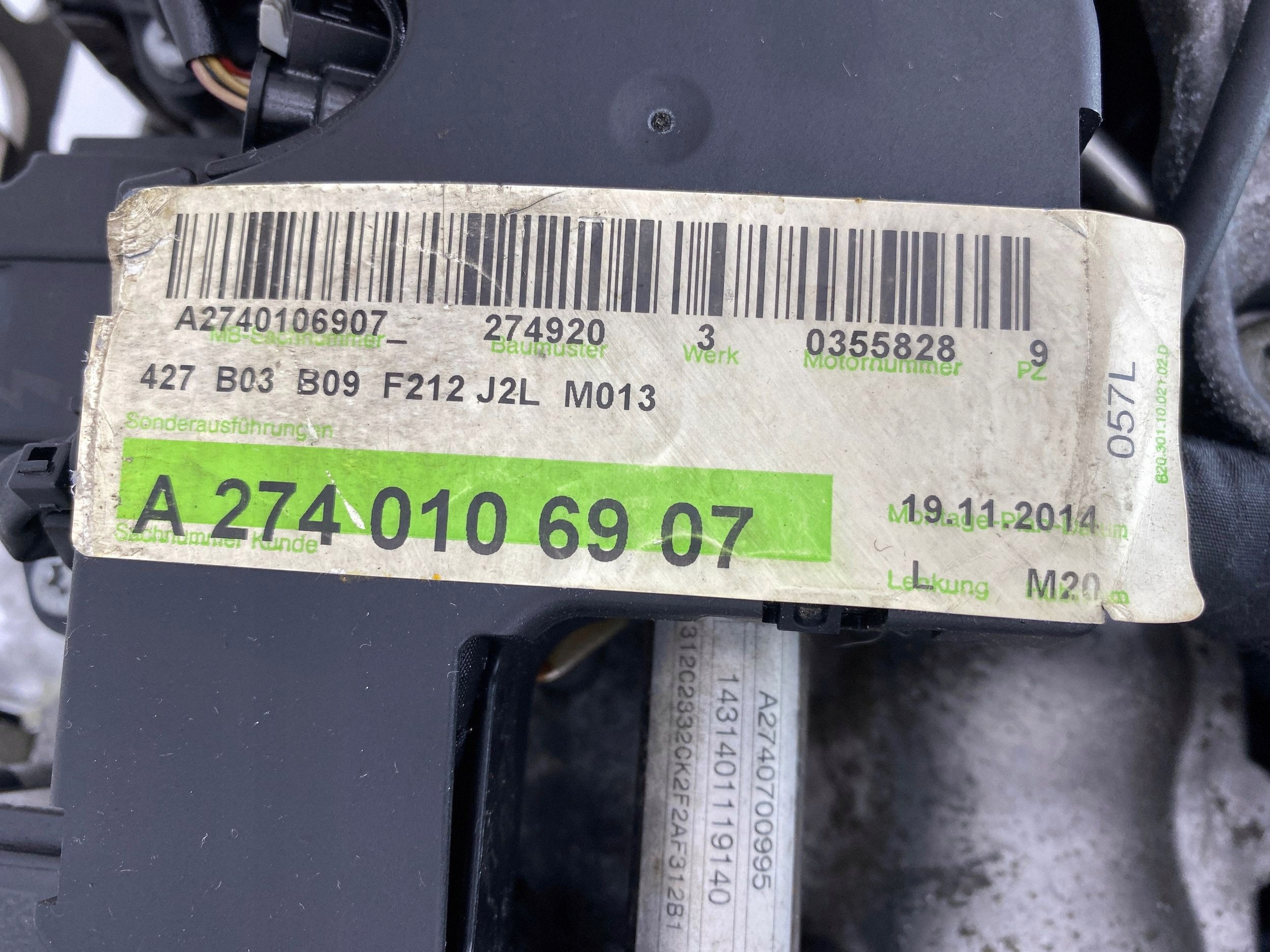 engine complete 274920 Mercedes E200 CGI W212 2014r 2.0 CGI 274.920 184 KM