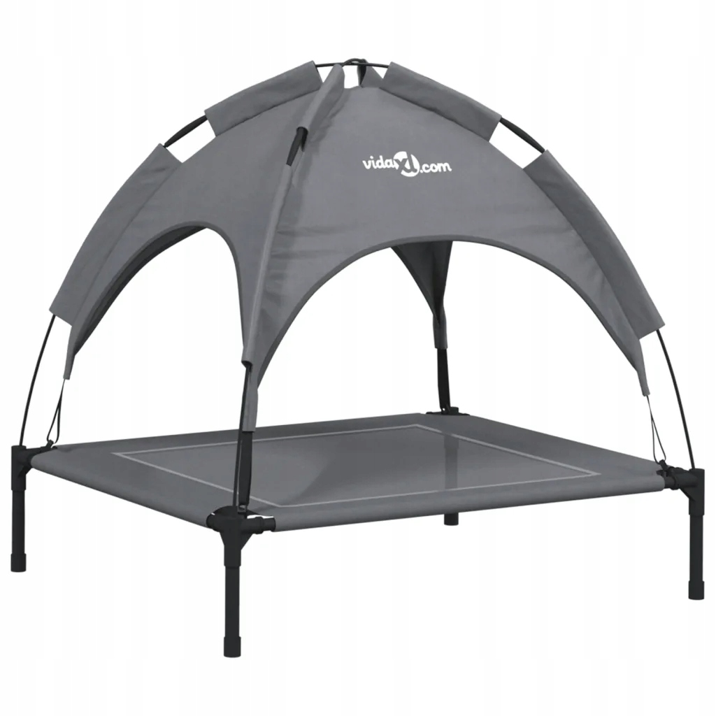 Levně Pelíšek pro psa s baldachýnem, antracitový, 71x64x70 cm, tkanina Oxford