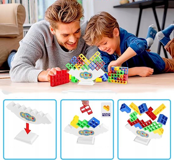 TETRA TOWER EDUKACYJNA GRA PUZZLE ZABAWKA Klockowa 64 SZT. DLA DZIECI 3+ Kolor dominujący wielokolorowy