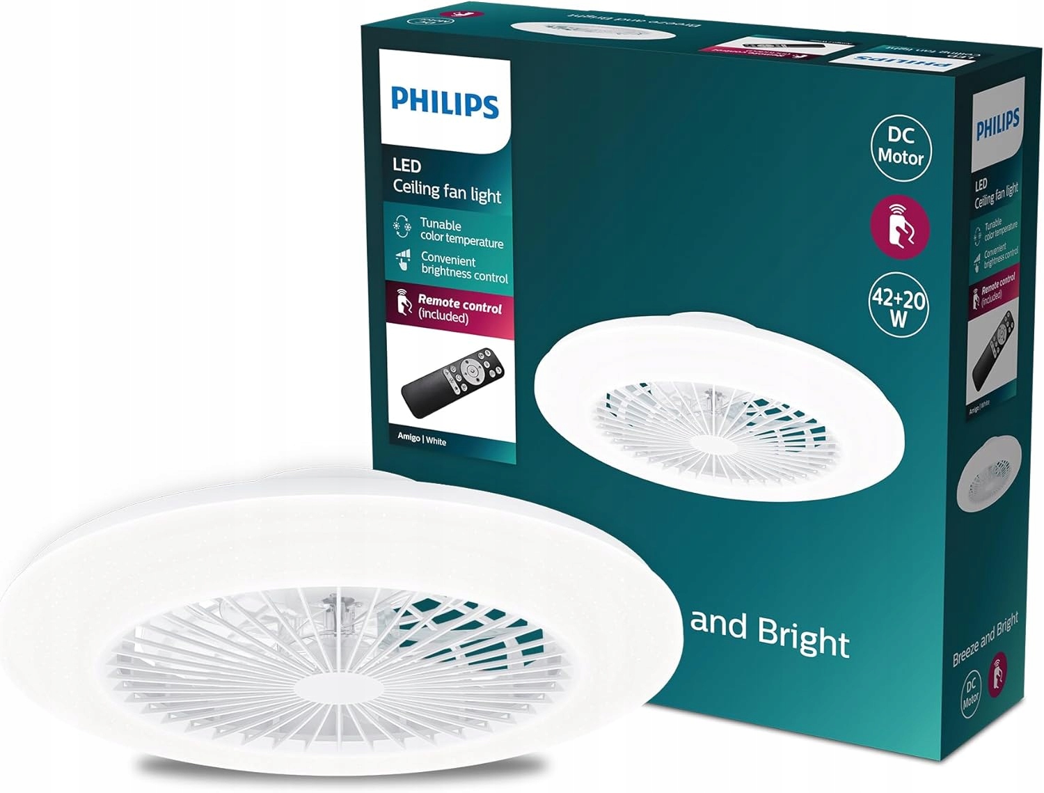 Philips 2v1 Ventilátor stropní svítidlo Led Amigo 20 W 40 W Y538