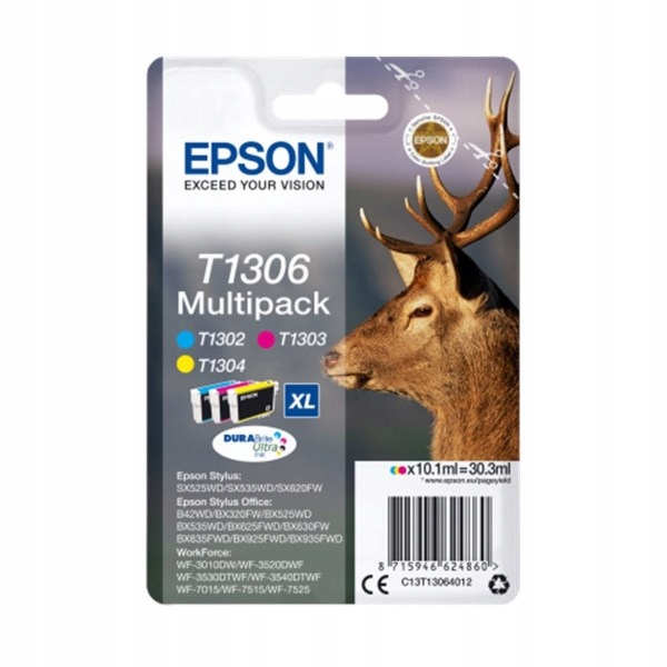 Epson inkoustová náplň/ T1306/ Multipack T1306 DURABrite Ultra Ink/ 3x barv