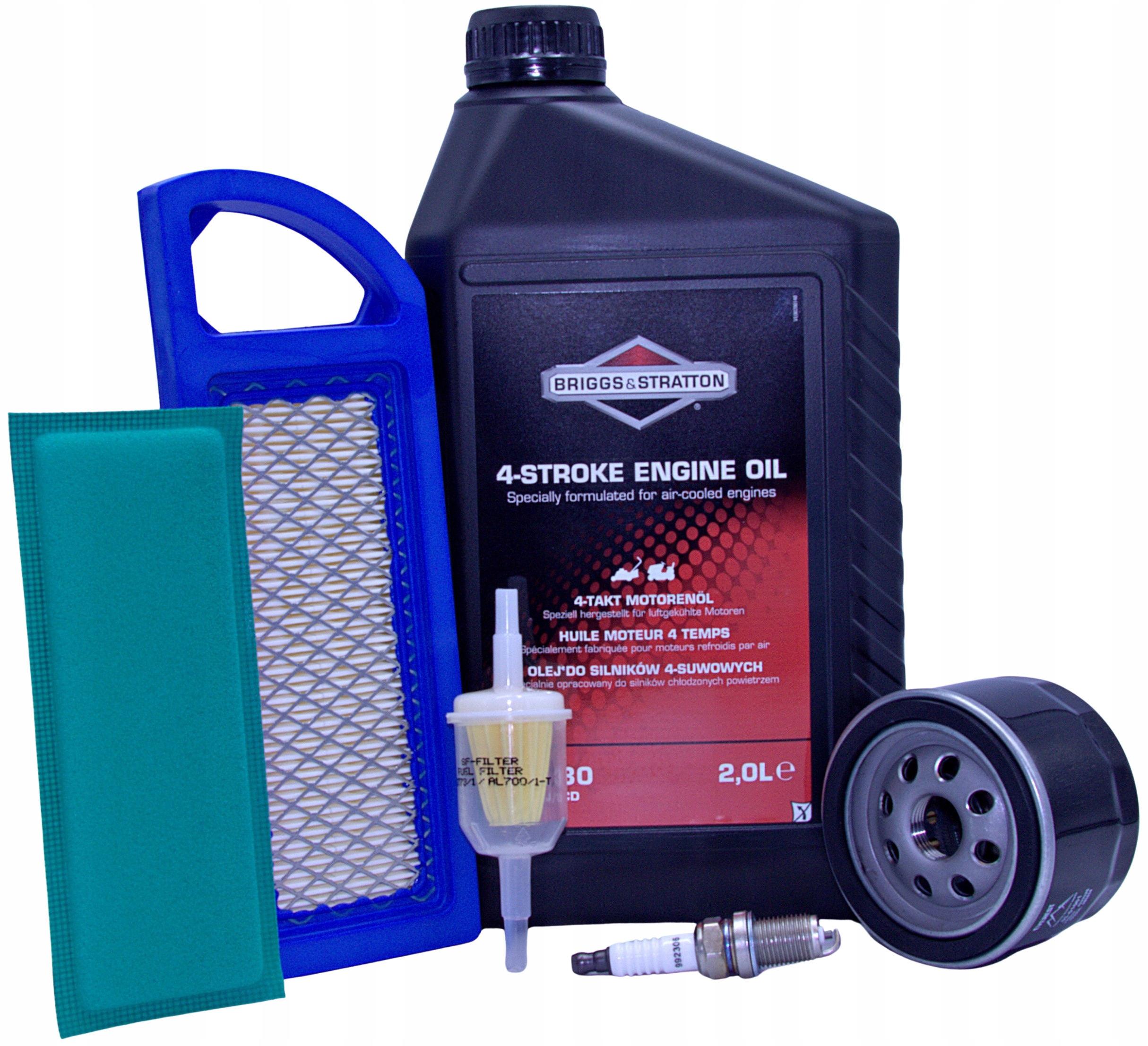 Filtry, Olej, Svíčky John Deere X110, X120 Briggs & Stratton olej 2 l. kpl