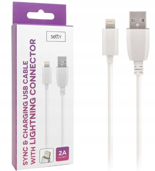 

Kabel Usb Setty 1m 2A Usb - Lightning biały