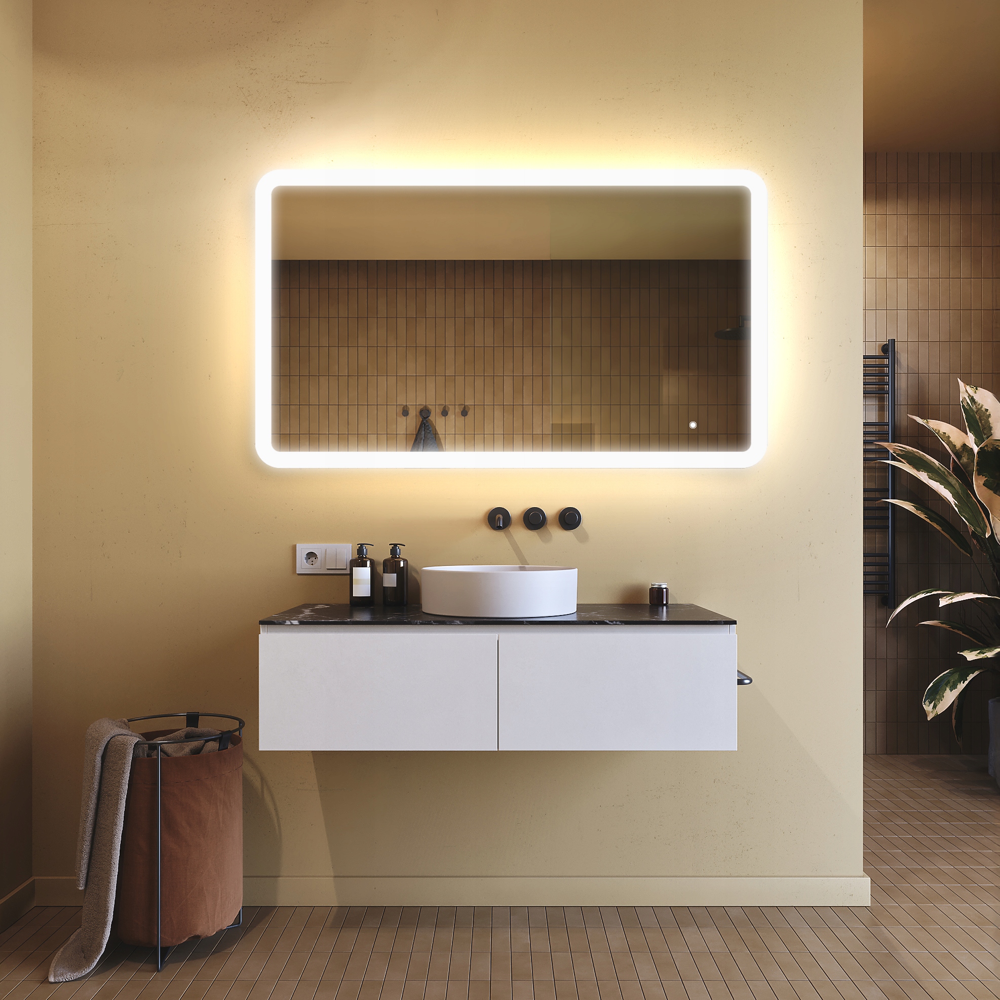 Zrcadlo 120x70 zaoblené Dual Dotykové 3 Barvy podsvícené