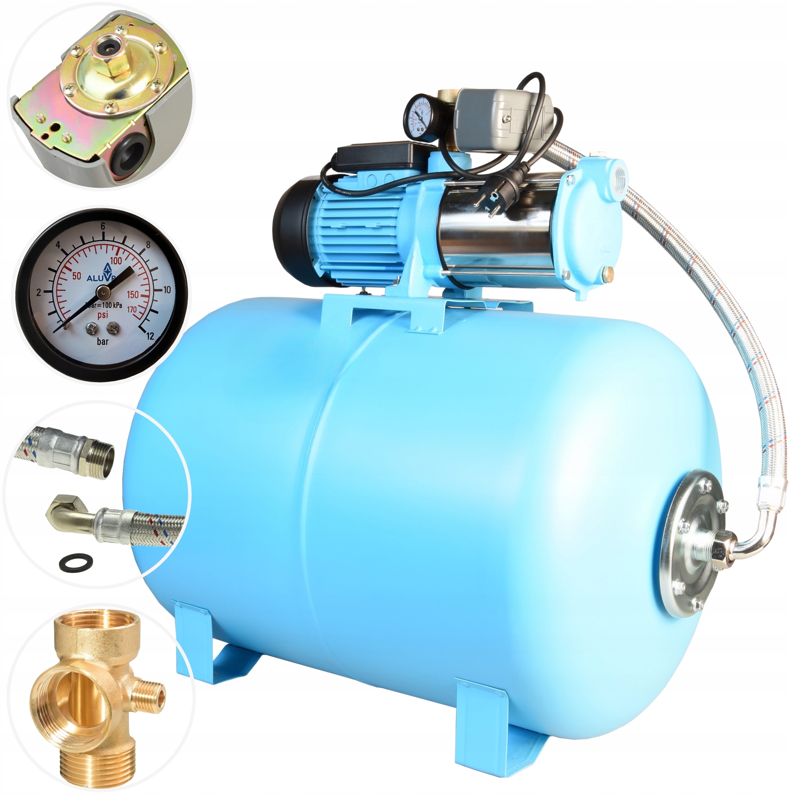 Hydrofor Na Vodu Hydroforová Pumpa 1300W Inox Nádrž 100L Sada 100L/MIN