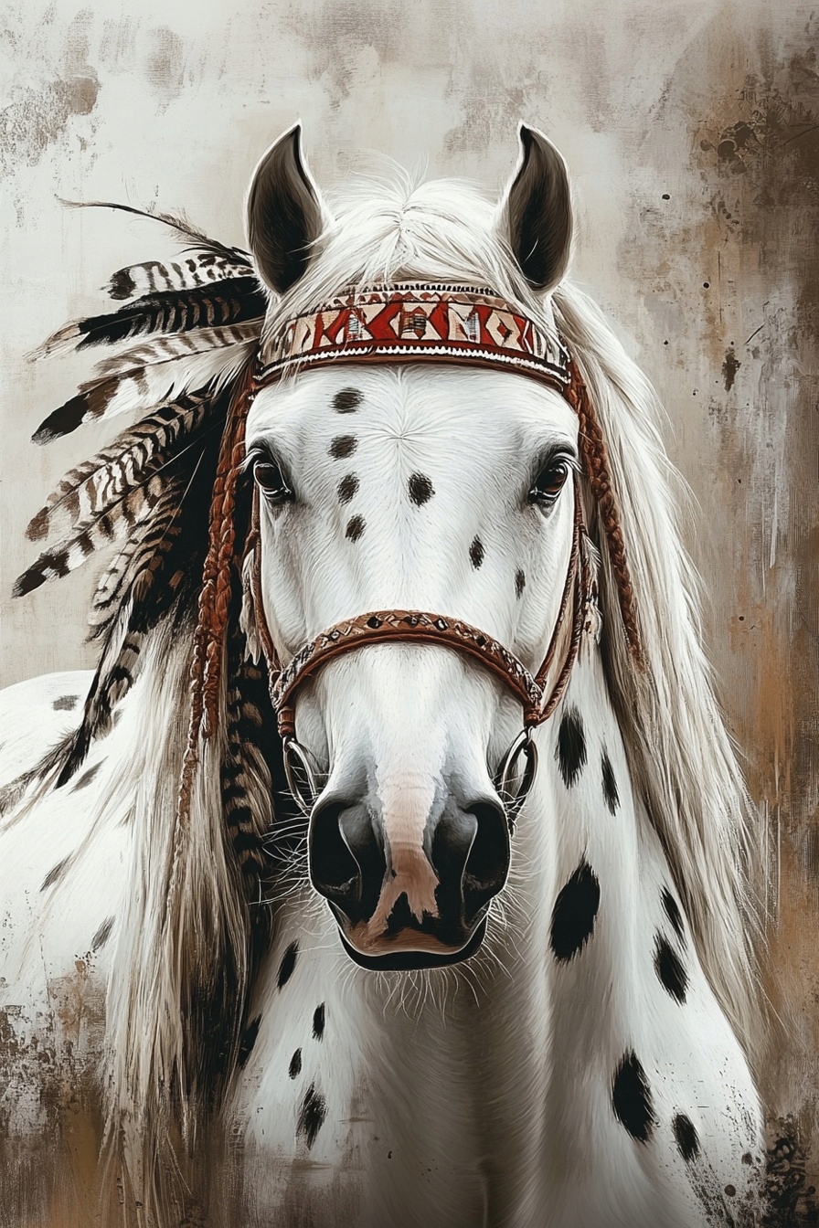 Obraz Na Plátně Canvas Kůň Portrét Pera Indián Appaloosa Etno 80x120